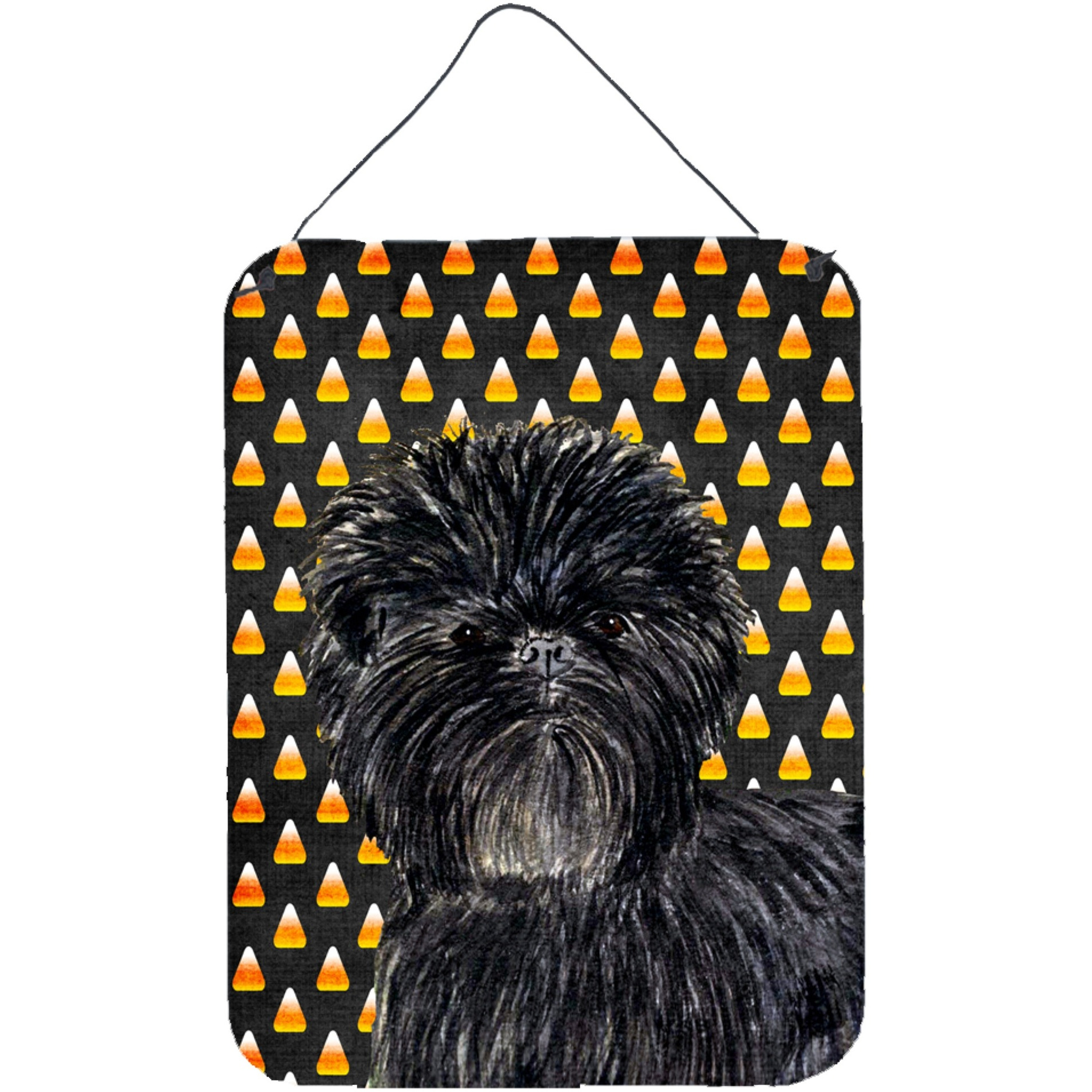 &quotCaroline's Treasures Affenpinscher Candy Corn Halloween Portrait Wall or Door Hanging Prints, 16"" x 12"", Multicolor"