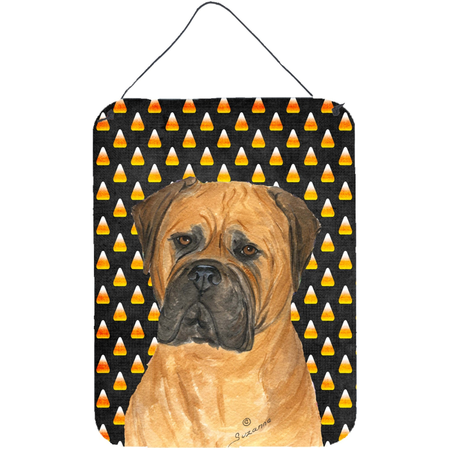 &quotCaroline's Treasures Bullmastiff Candy Corn Halloween Portrait Wall or Door Hanging Prints, 16"" x 12"", Multicolor"
