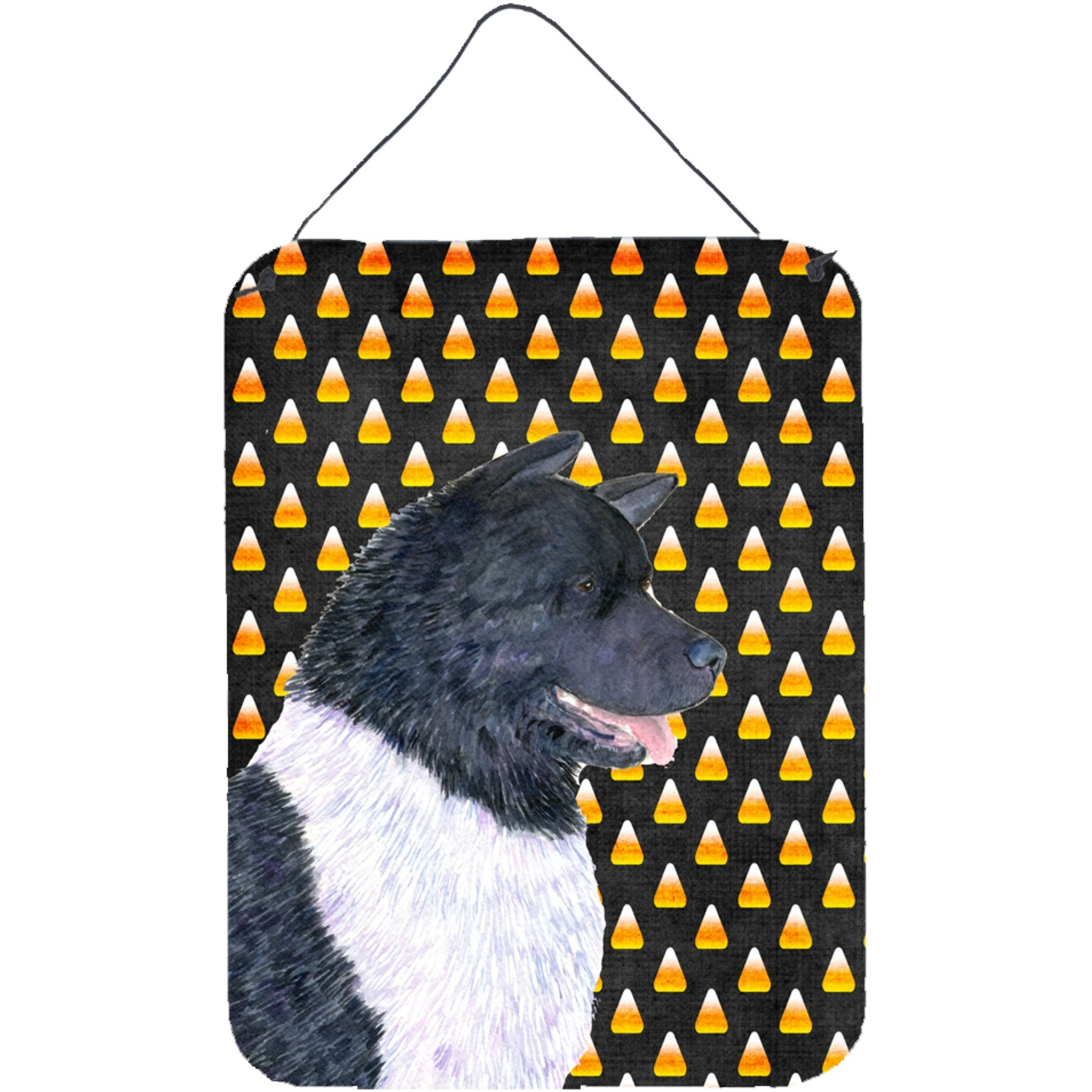 &quotCaroline's Treasures Akita Candy Corn Halloween Portrait Aluminium Metal Wall or Door Hanging Prints, 16"" x 12"", Multicolor"