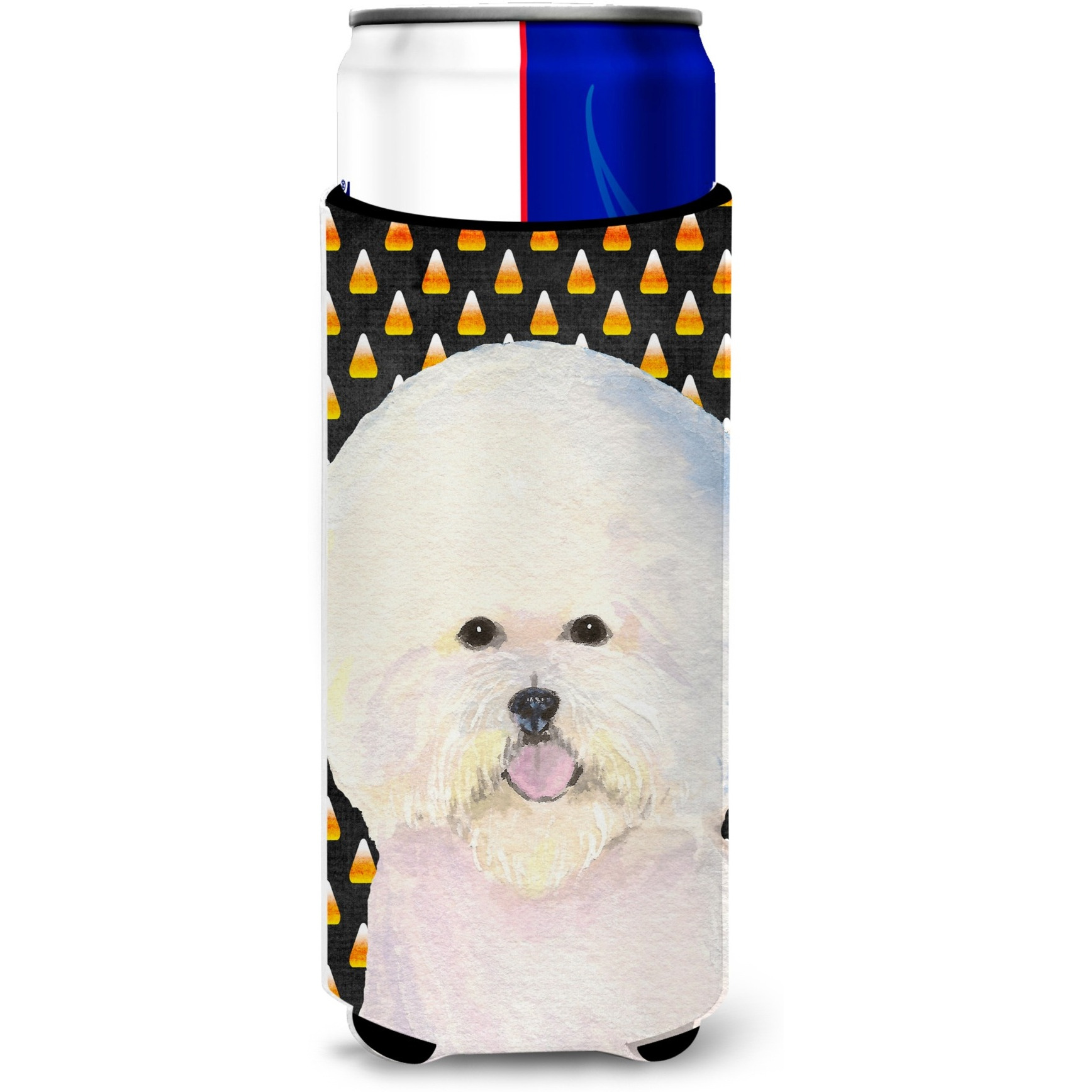 Bichon Frise Candy Corn Halloween Portrait Ultra Beverage Insulators for slim cans SS4319MUK