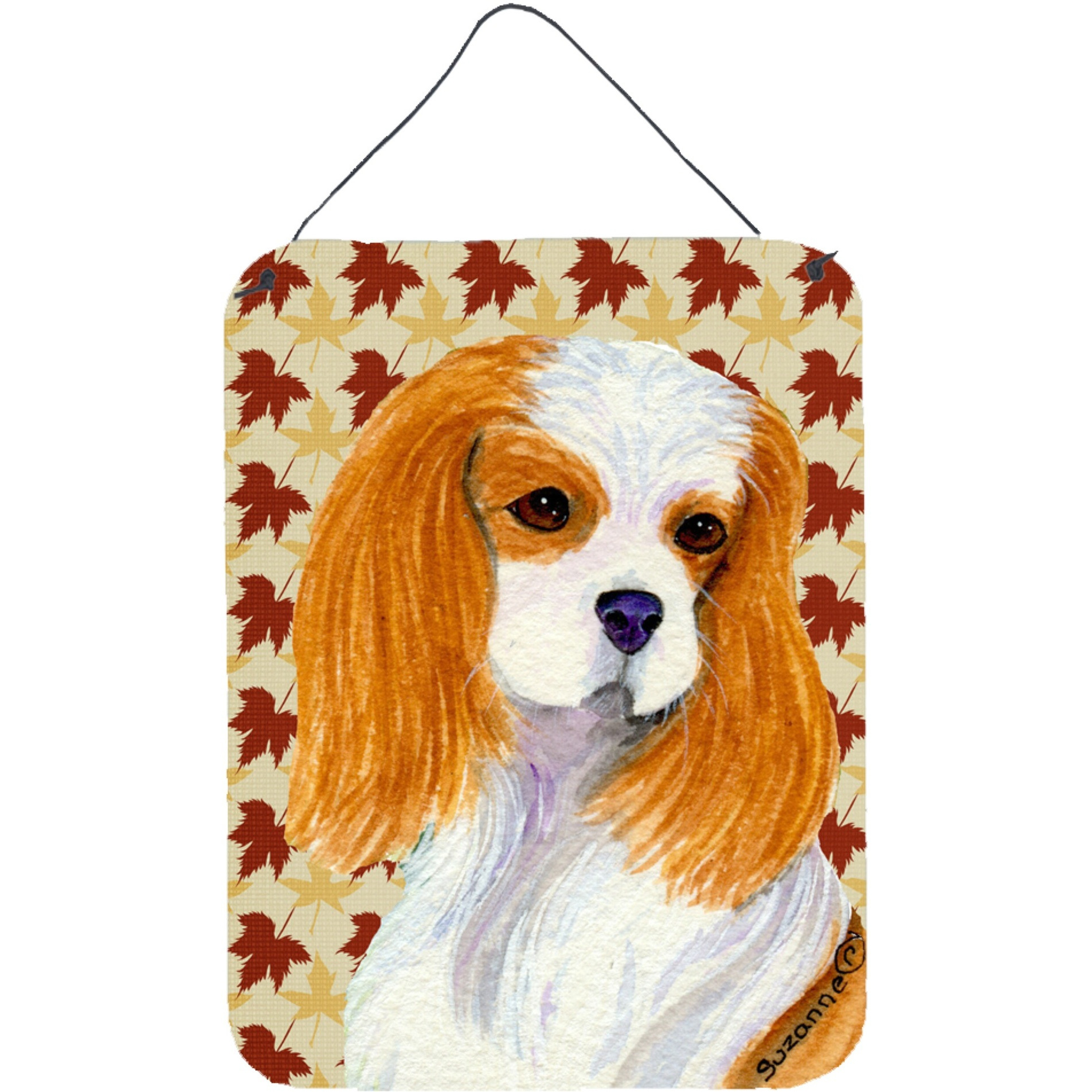 &quotCaroline's Treasures SS4329DS1216 Cavalier Spaniel Fall Leaves Portrait Wall or Door Hanging Prints, 16"" x 12"", Multicolor"