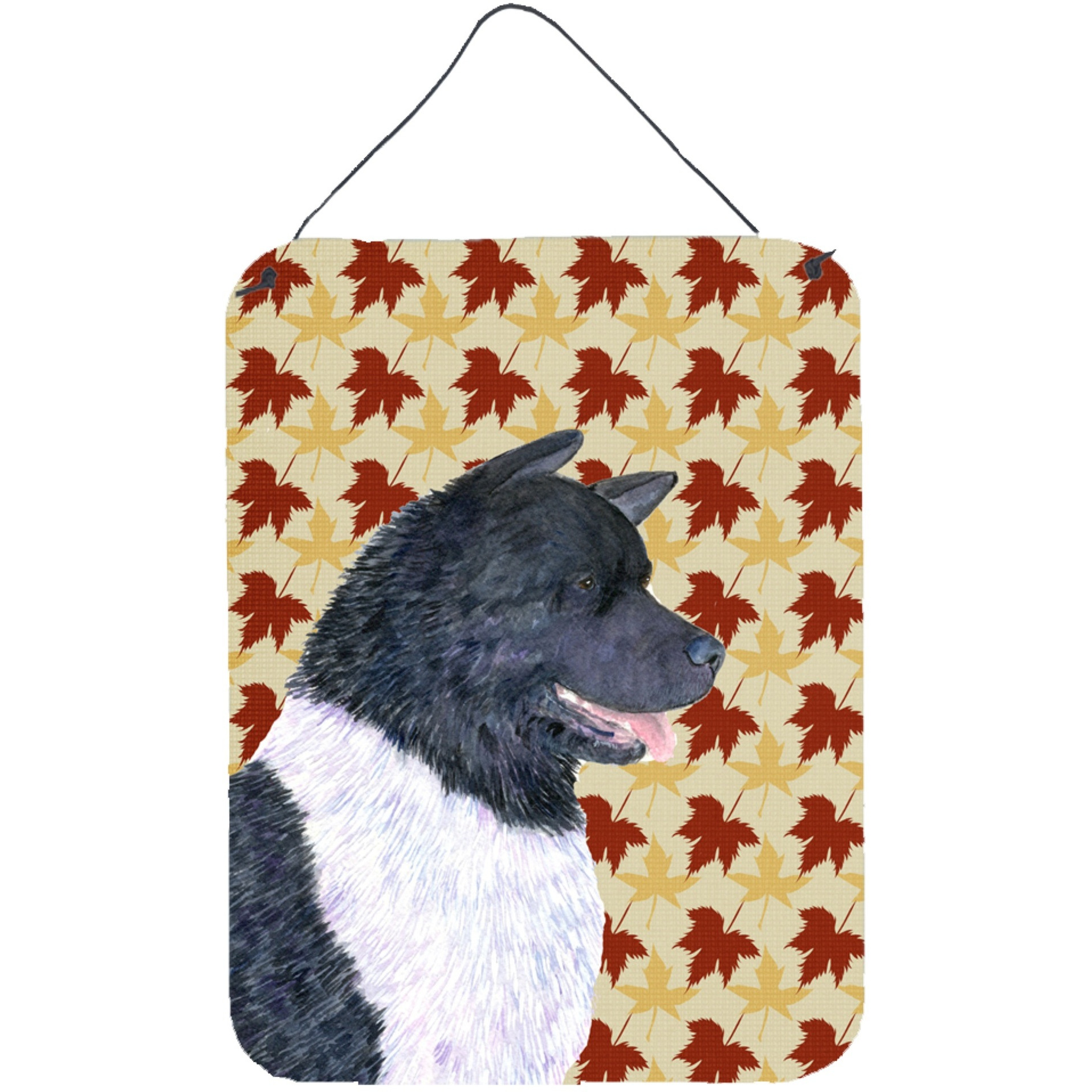 &quotCaroline's Treasures Akita Fall Leaves Portrait Aluminium Metal Wall or Door Hanging Prints, 16"" x 12"", Multicolor"