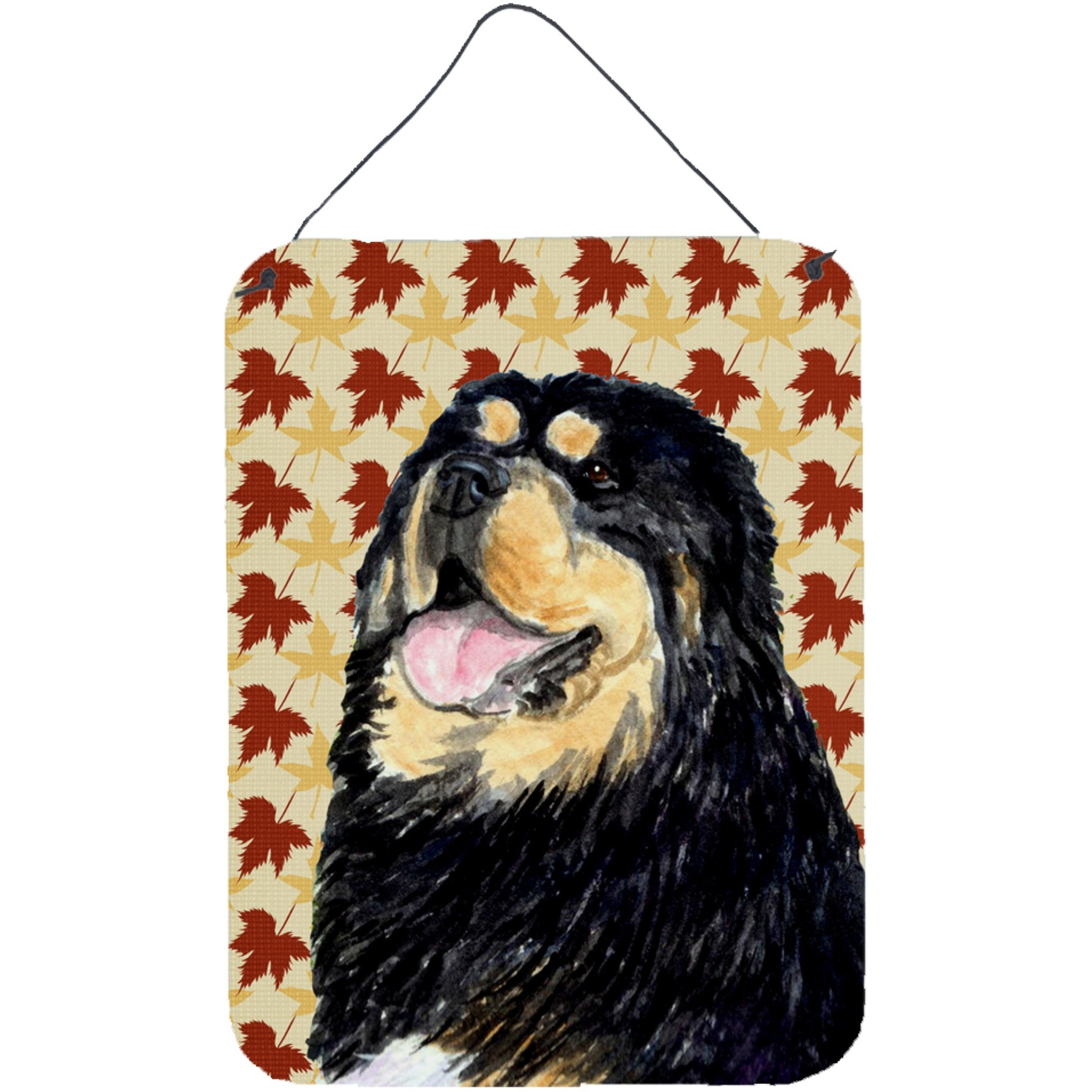 &quotCaroline's Treasures Tibetan Mastiff Fall Leaves Portrait Wall or Door Hanging Prints, 16"" x 12"", Multicolor"
