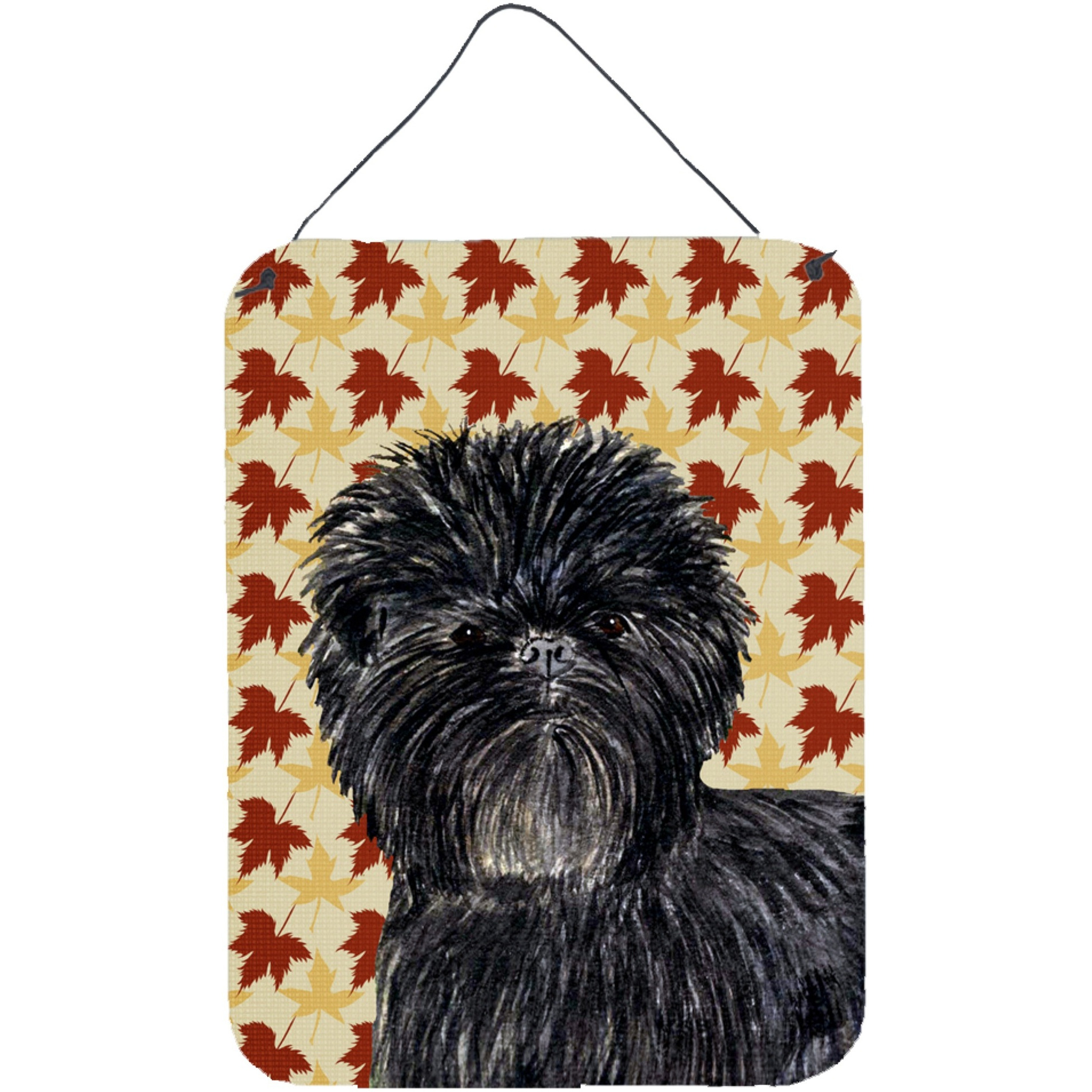 &quotCaroline's Treasures Affenpinscher Fall Leaves Portrait Aluminium Metal Wall or Door Hanging Prints, 16"" x 12"", Multicolor"