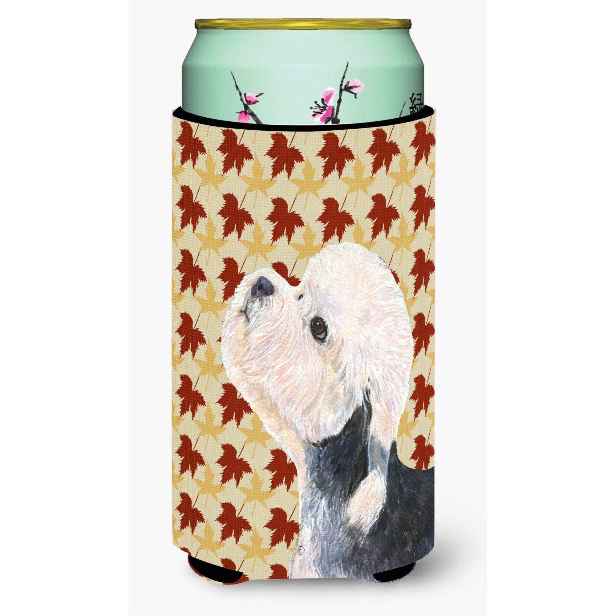 Dandie Dinmont Terrier Fall Leaves Portrait  Tall Boy Beverage Insulator Beverage Insulator Hugger