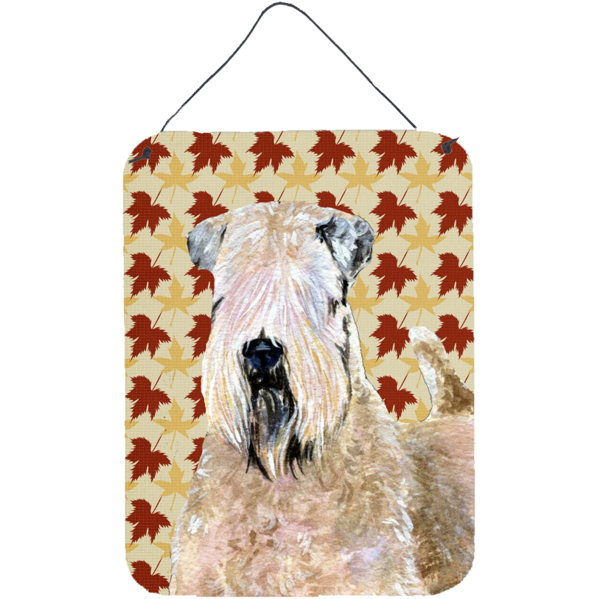 &quotCaroline's Treasures Wheaten Terrier Soft Coated Fall Leaves Portrait Wall or Door Hanging Prints, 16"" x 12"", Multicolor"