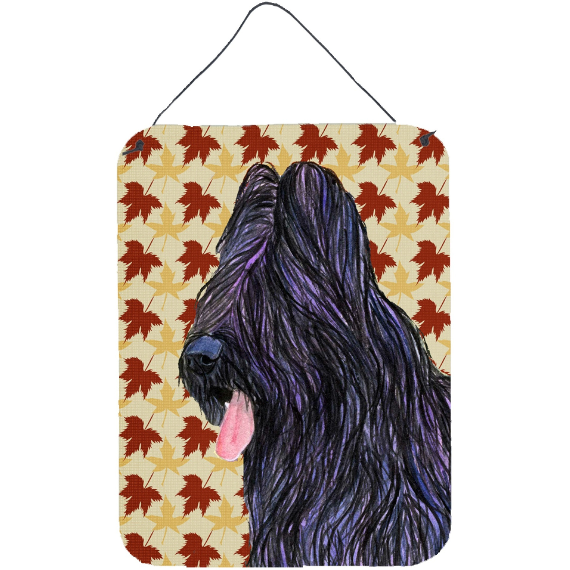 &quotCaroline's Treasures Briard Fall Leaves Portrait Aluminium Metal Wall or Door Hanging Prints, 16"" x 12"", Multicolor"
