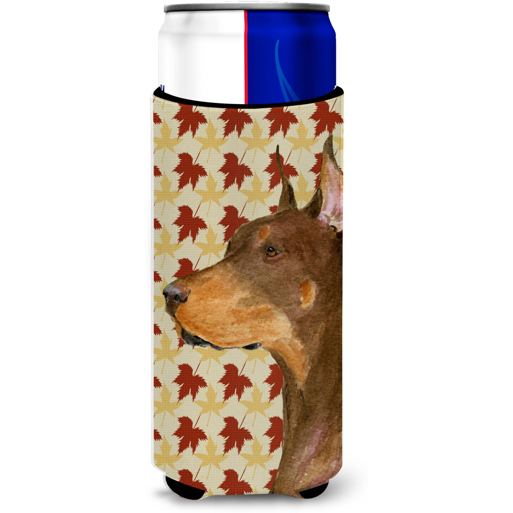 Doberman Fall Leaves Portrait Ultra Beverage Insulators for slim cans SS4388MUK