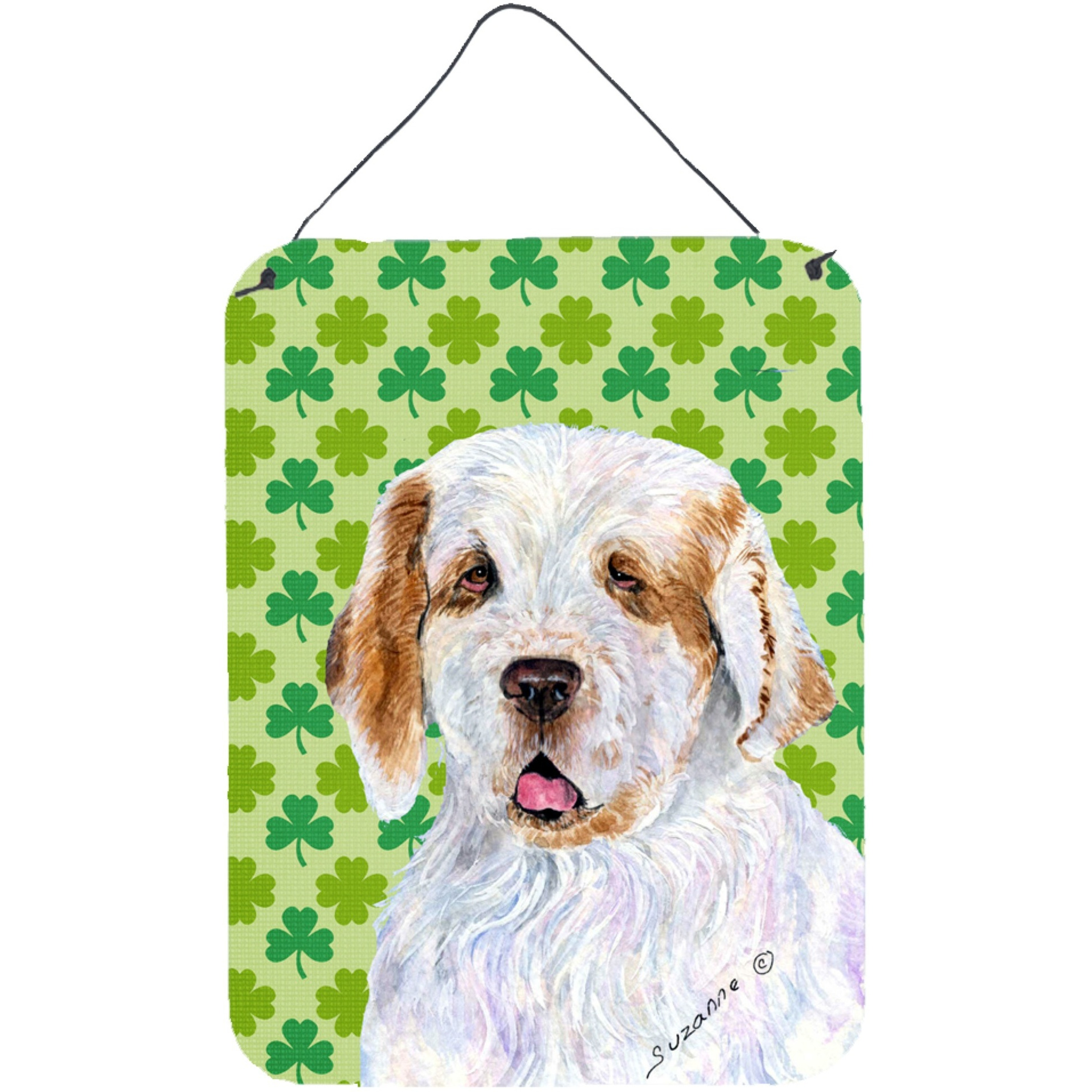 &quotCaroline's Treasures Clumber Spaniel St. Patrick's Day Shamrock Portrait Wall or Door Hanging Prints, 16"" x 12"", Multicolor"