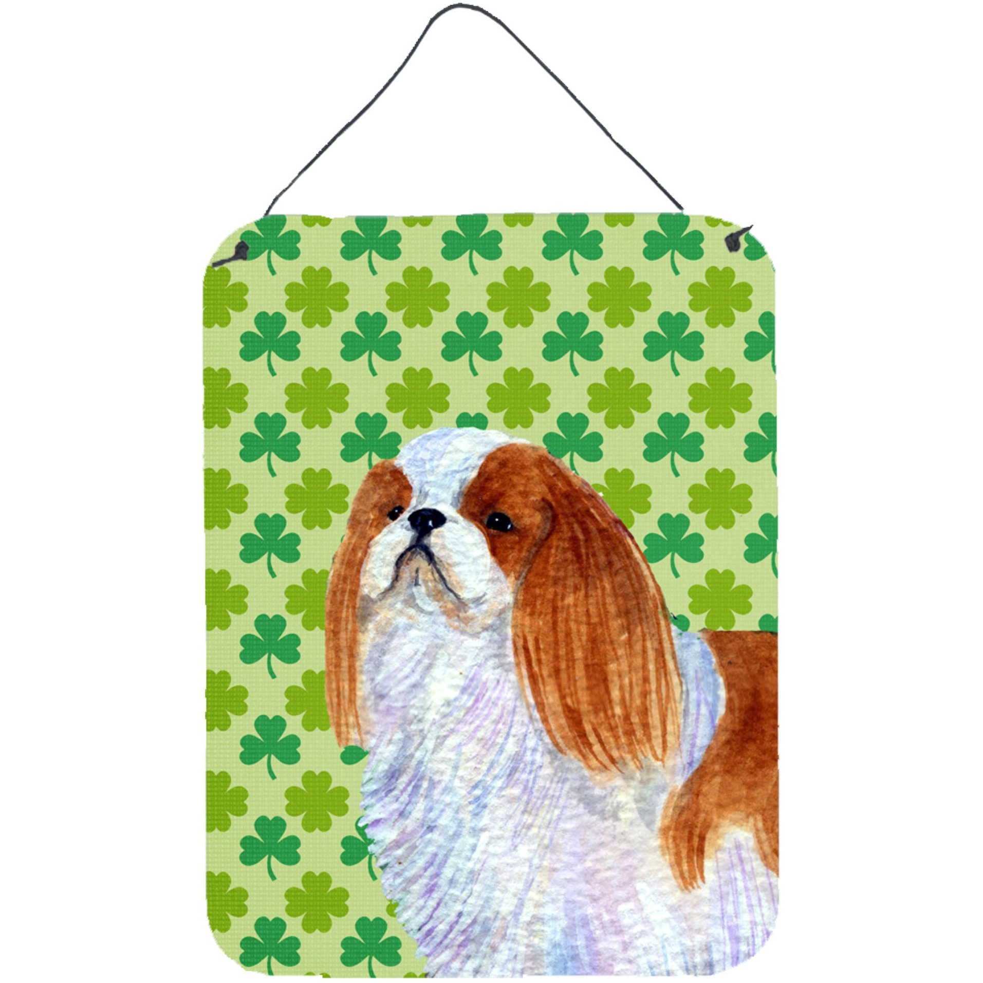 &quotCaroline's Treasures English Toy Spaniel St. Patrick's Day Shamrock Wall or Door Hanging Prints, 16"" x 12"", Multicolor"