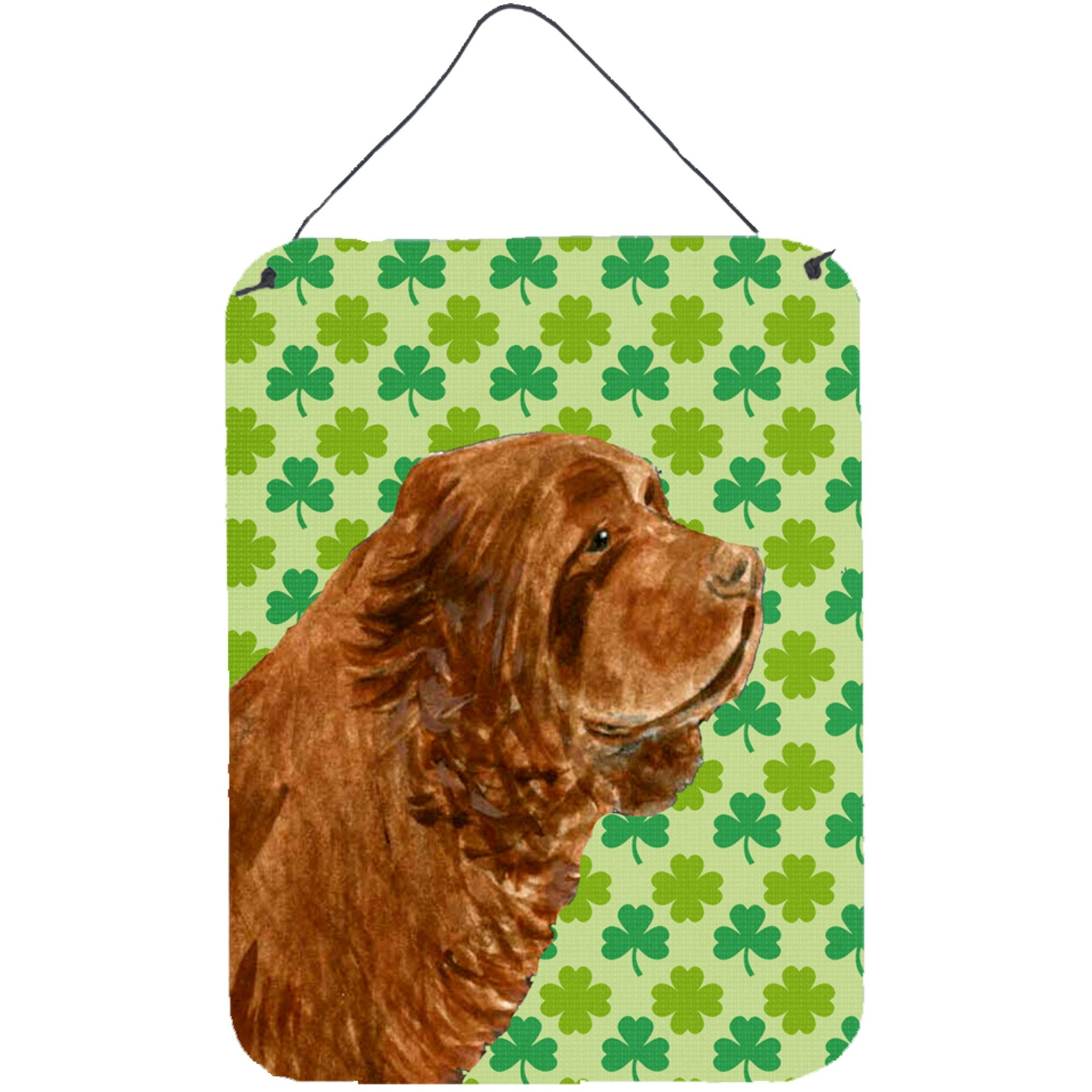 &quotCaroline's Treasures Sussex Spaniel St. Patrick's Day Shamrock Portrait Wall or Door Hanging Prints, 16"" x 12"", Multicolor"