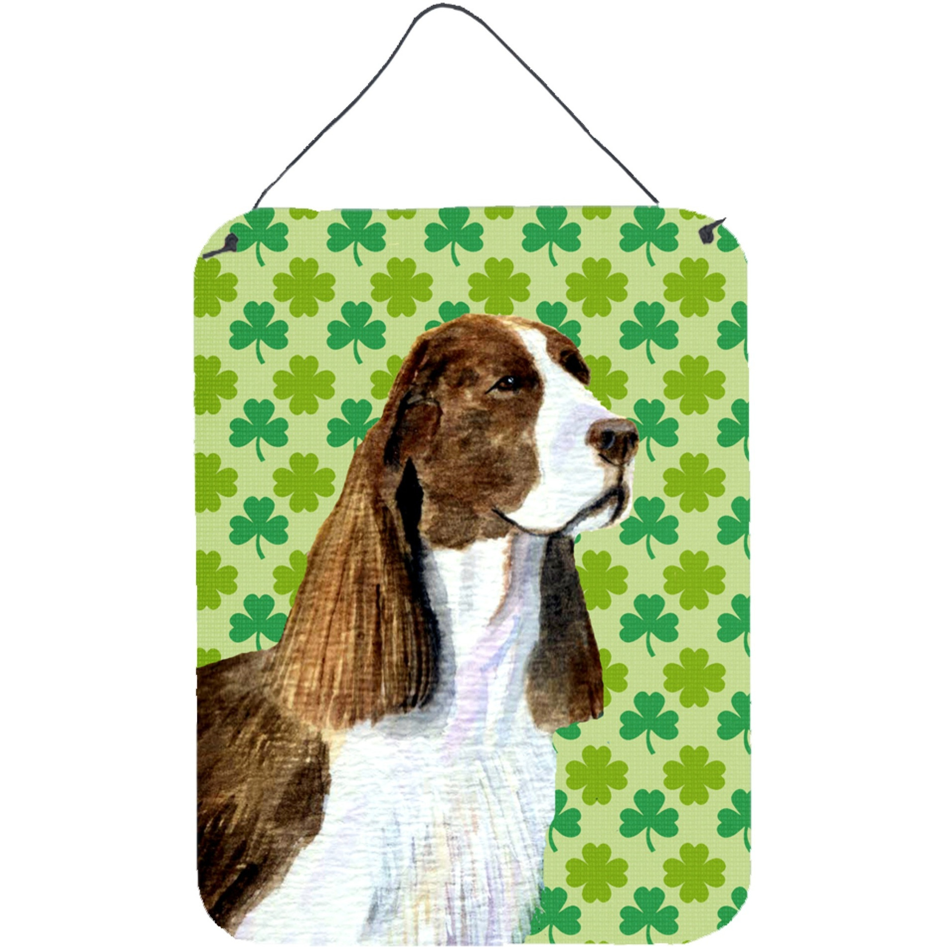 &quotCaroline's Treasures SS4444DS1216 Springer Spaniel St. Patrick's Day Shamrock Wall or Door Hanging Prints, 16"" x 12"", Multicolor"