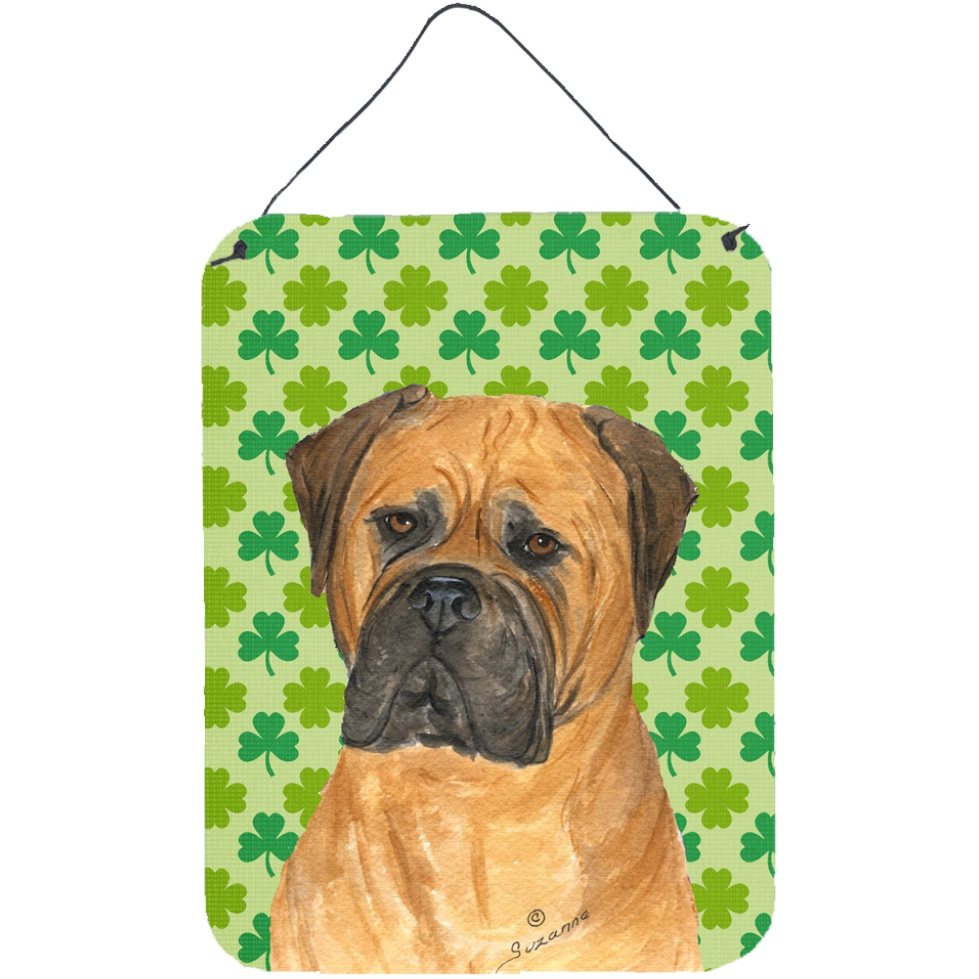 &quotCaroline's Treasures Bullmastiff St. Patrick's Day Shamrock Portrait Wall or Door Hanging Prints, 16"" x 12"", Multicolor"
