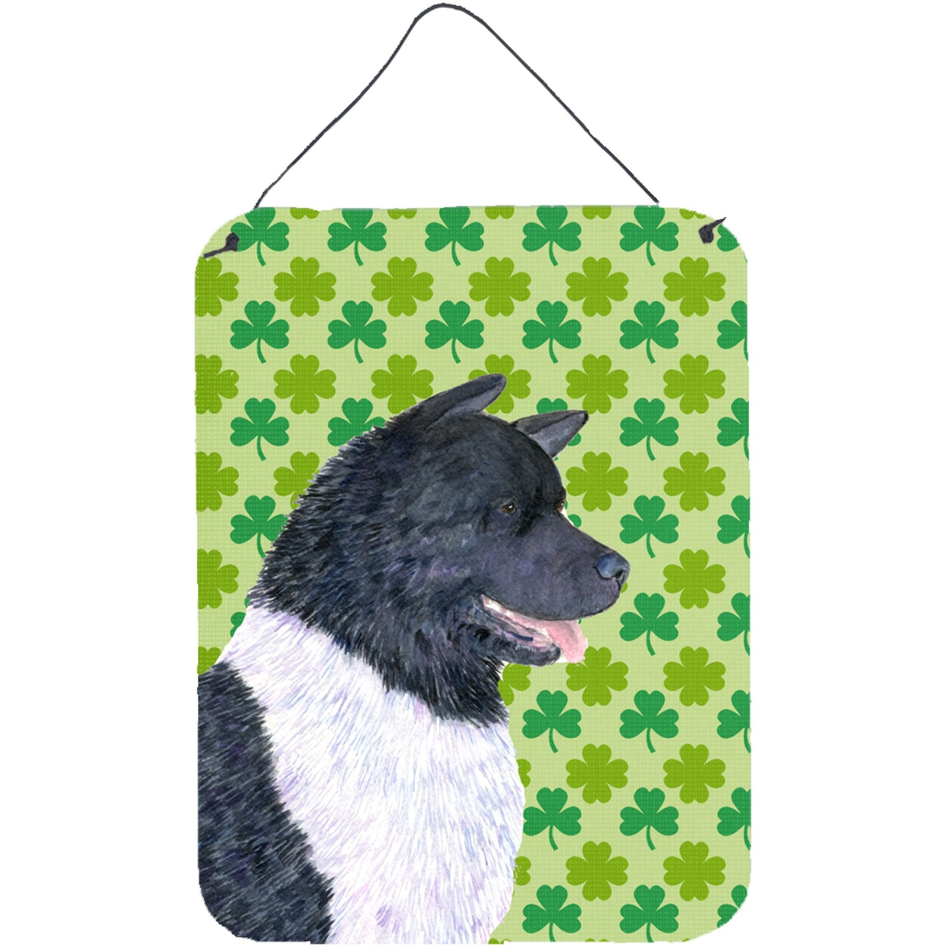 &quotCaroline's Treasures Akita St. Patrick's Day Shamrock Portrait Wall or Door Hanging Prints, 16"" x 12"", Multicolor"