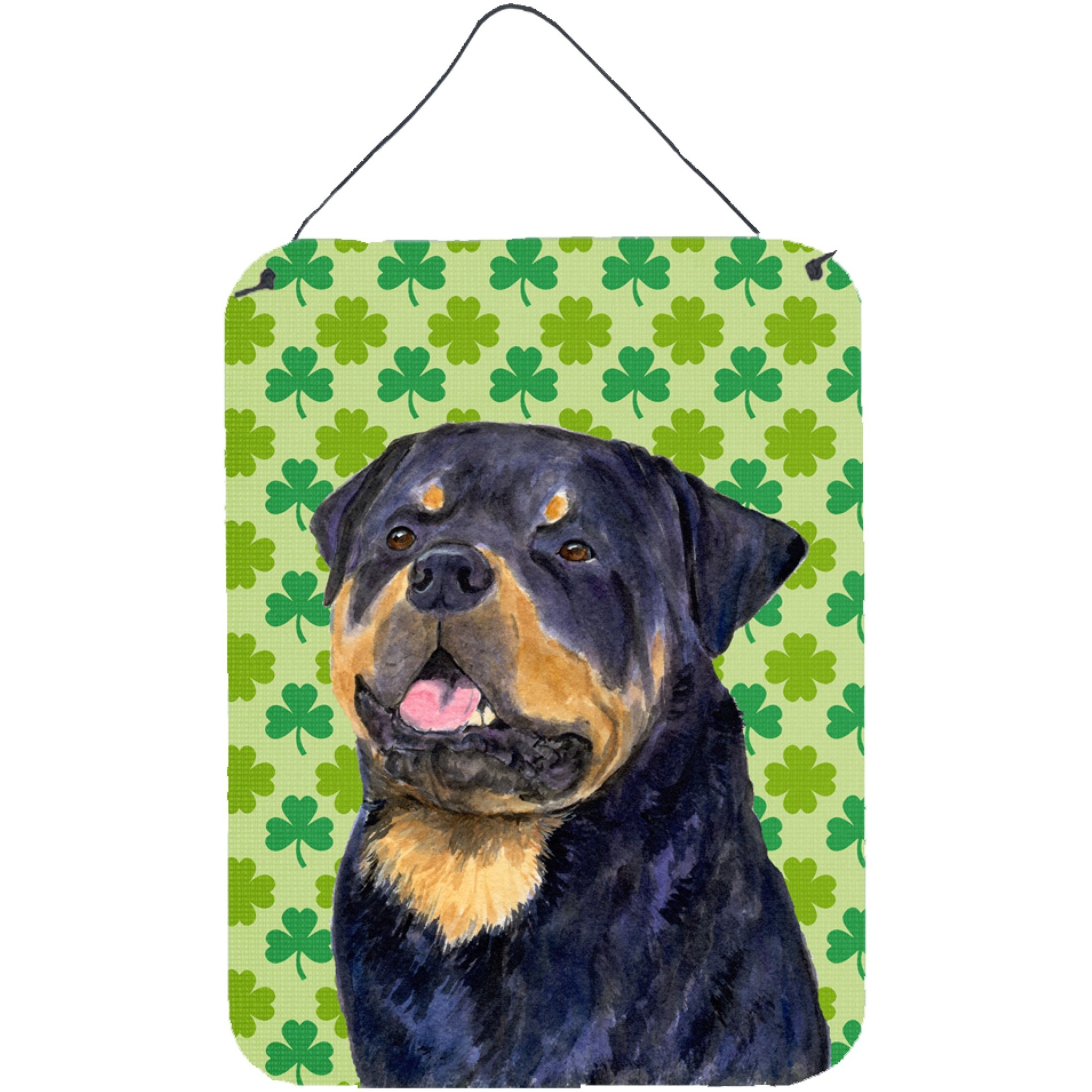 &quotCaroline's Treasures Rottweiler St. Patrick's Day Shamrock Portrait Wall or Door Hanging Prints, 16"" x 12"", Multicolor"
