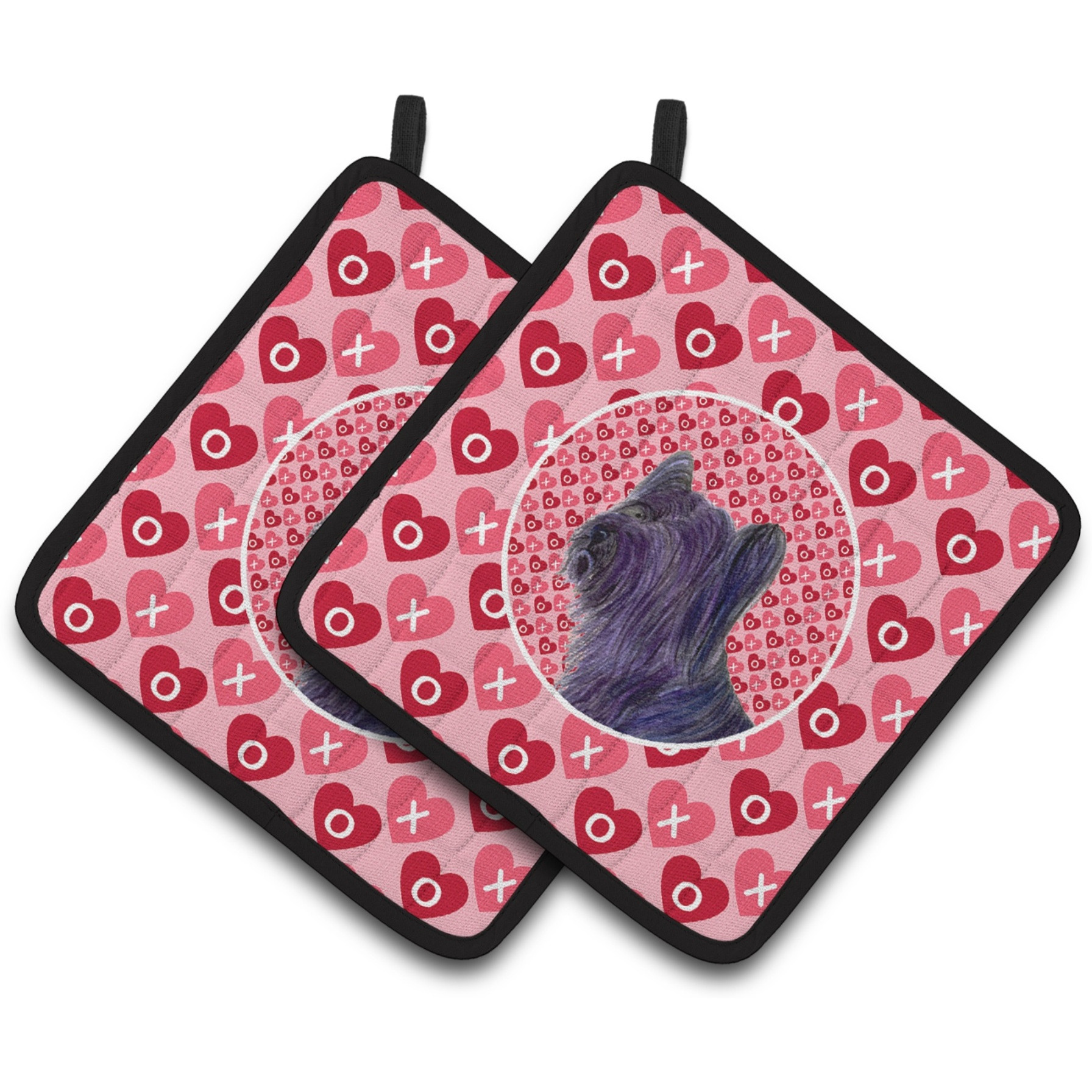 &quotCaroline's Treasures Skye Terrier Hearts Love & Valentine's Day Portrait Pair of Pot Holders SS4463PTHD, 7.5HX7.5W, Multicolor"