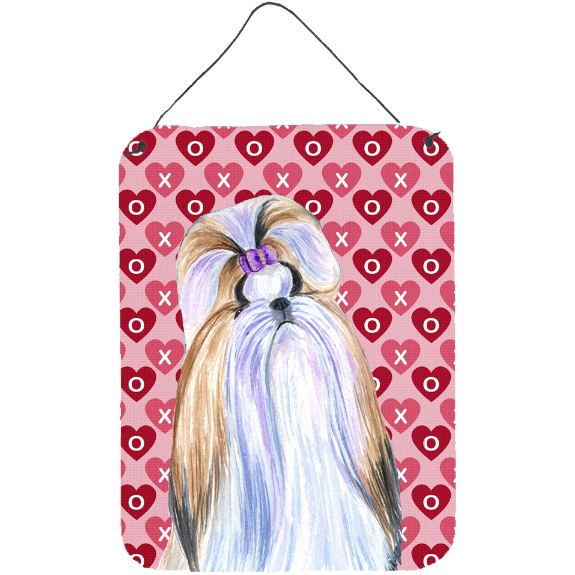 &quotCaroline's Treasures SS4465DS1216 Shih Tzu Hearts Love and Valentine's Day Portrait Wall or Door Hanging Prints, 16"" x 12"", Multicolor"