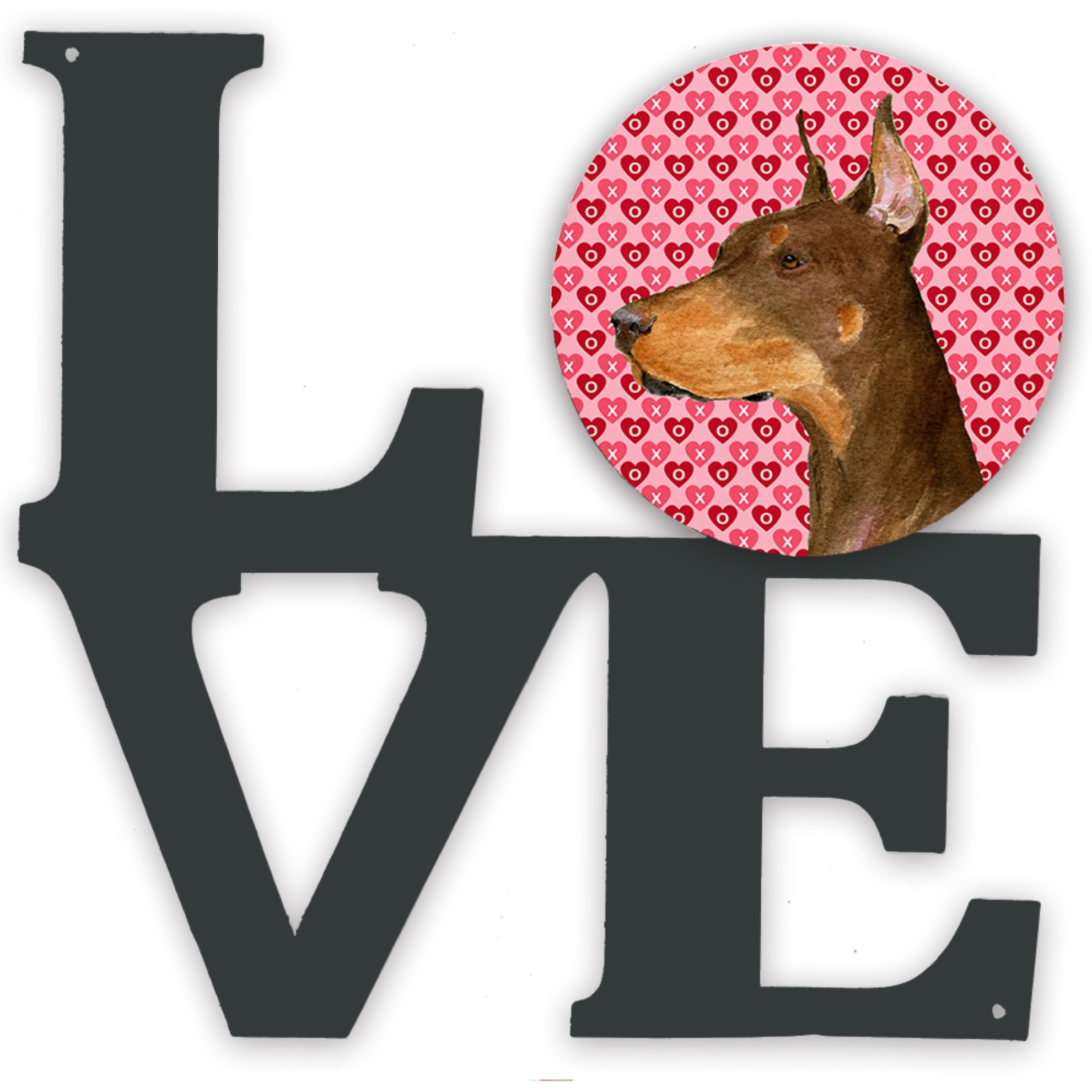 &quotCaroline's Treasures Doberman Hearts Valentine's Day Portrait Metal Artwork Love wall-decor, Multicolor"