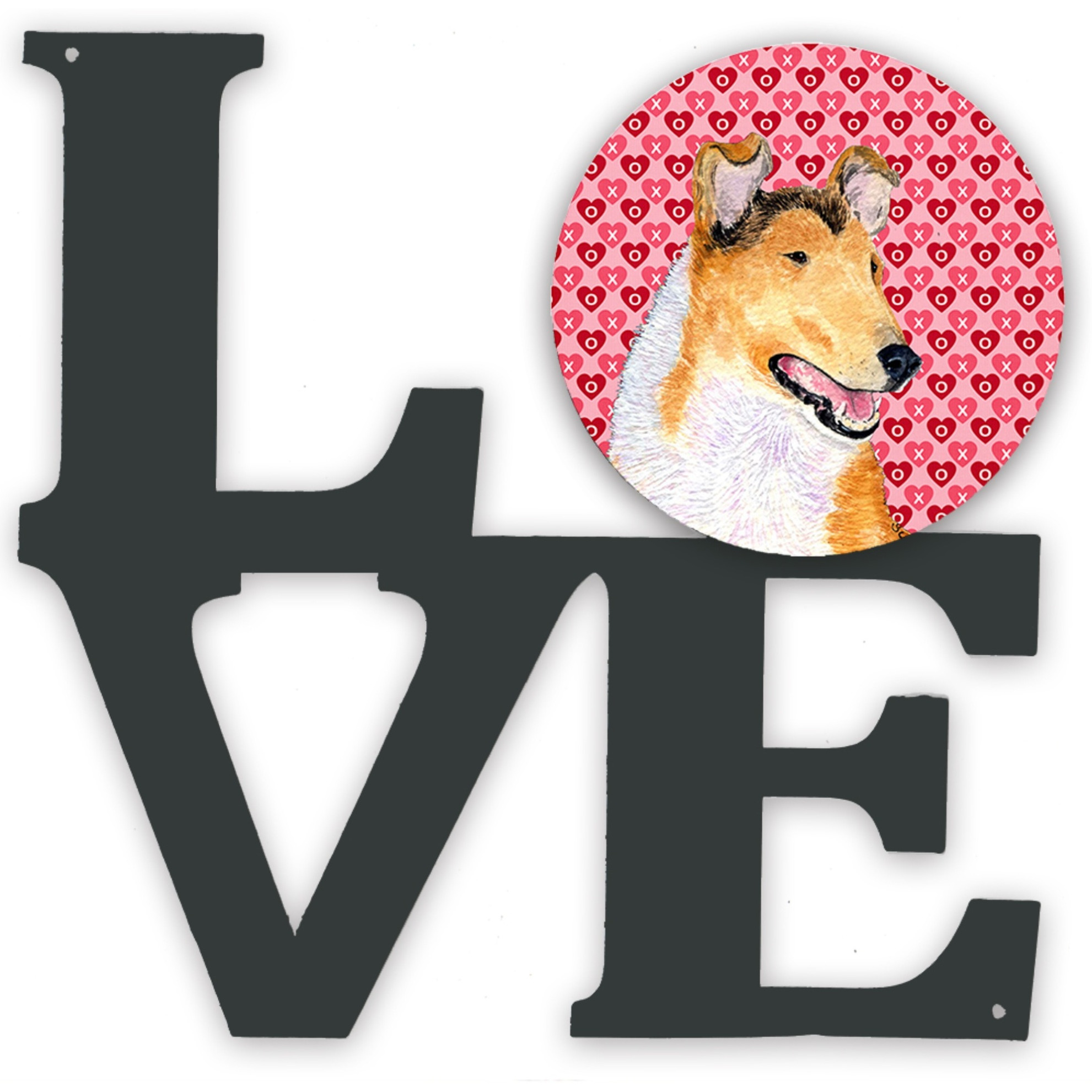 &quotCaroline's Treasures Collie Smooth Hearts Valentine's Day Portrait Metal Artwork Love wall-decor, Multicolor"