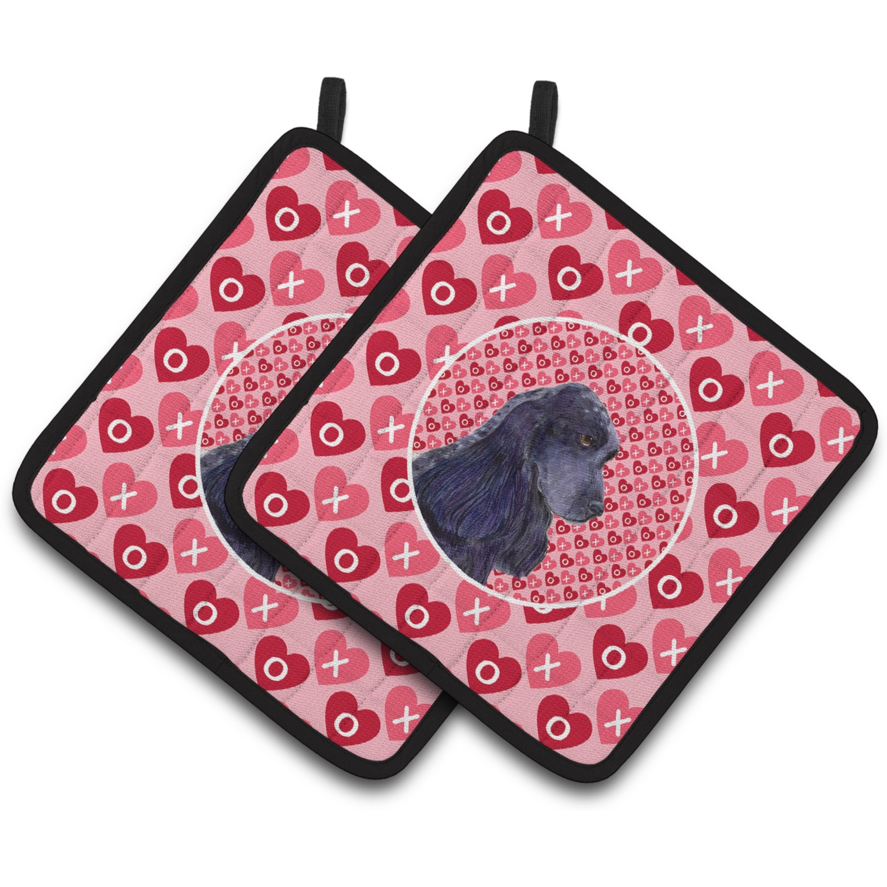 &quotCaroline's Treasures black Cocker Spaniel Hearts Love Valentine's Day Pair of Pot Holders SS4471PTHD, 7.5HX7.5W, Multicolor"