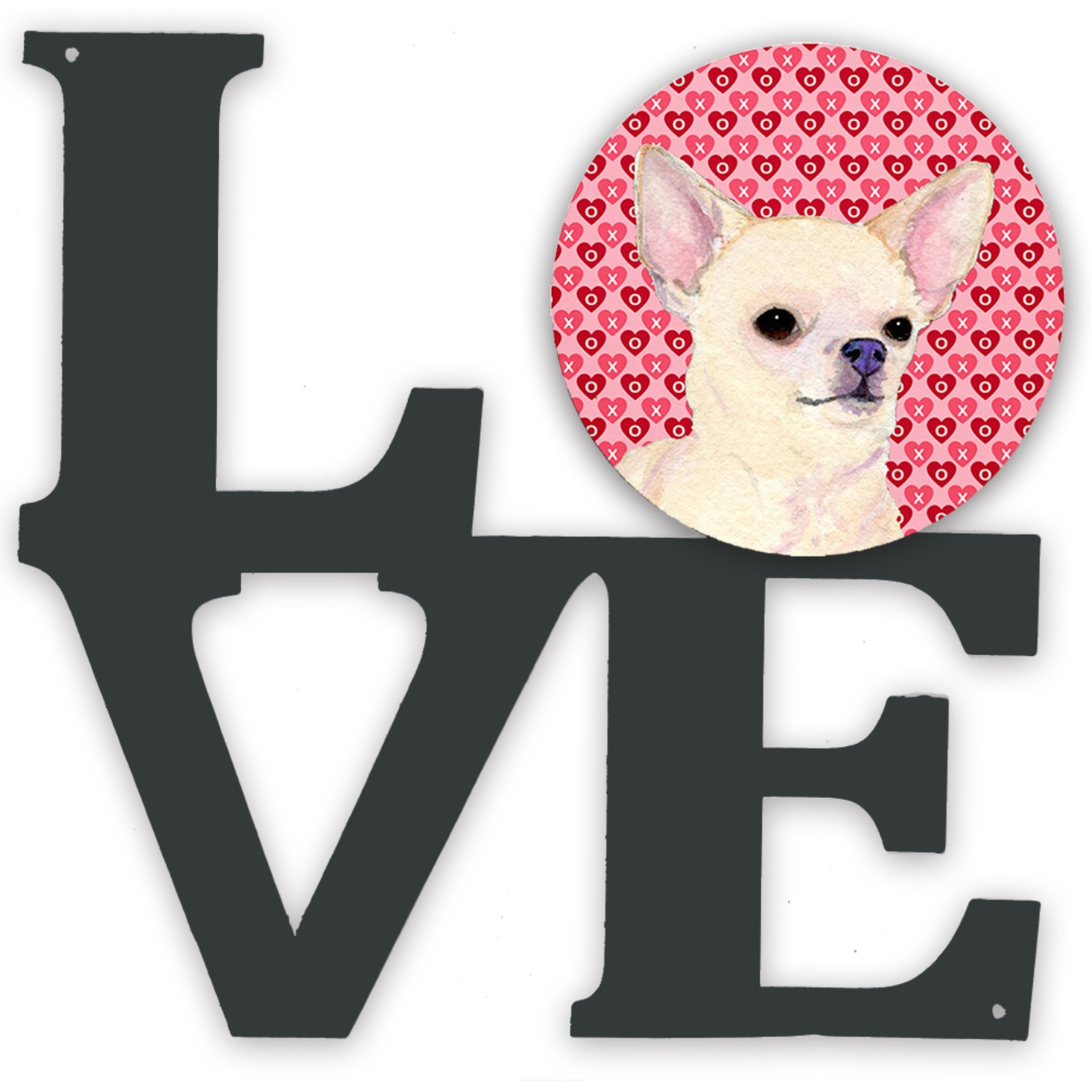 &quotCaroline's Treasures Chihuahua Hearts Valentine's Day Portrait Metal Artwork Love wall-decor, Multicolor"