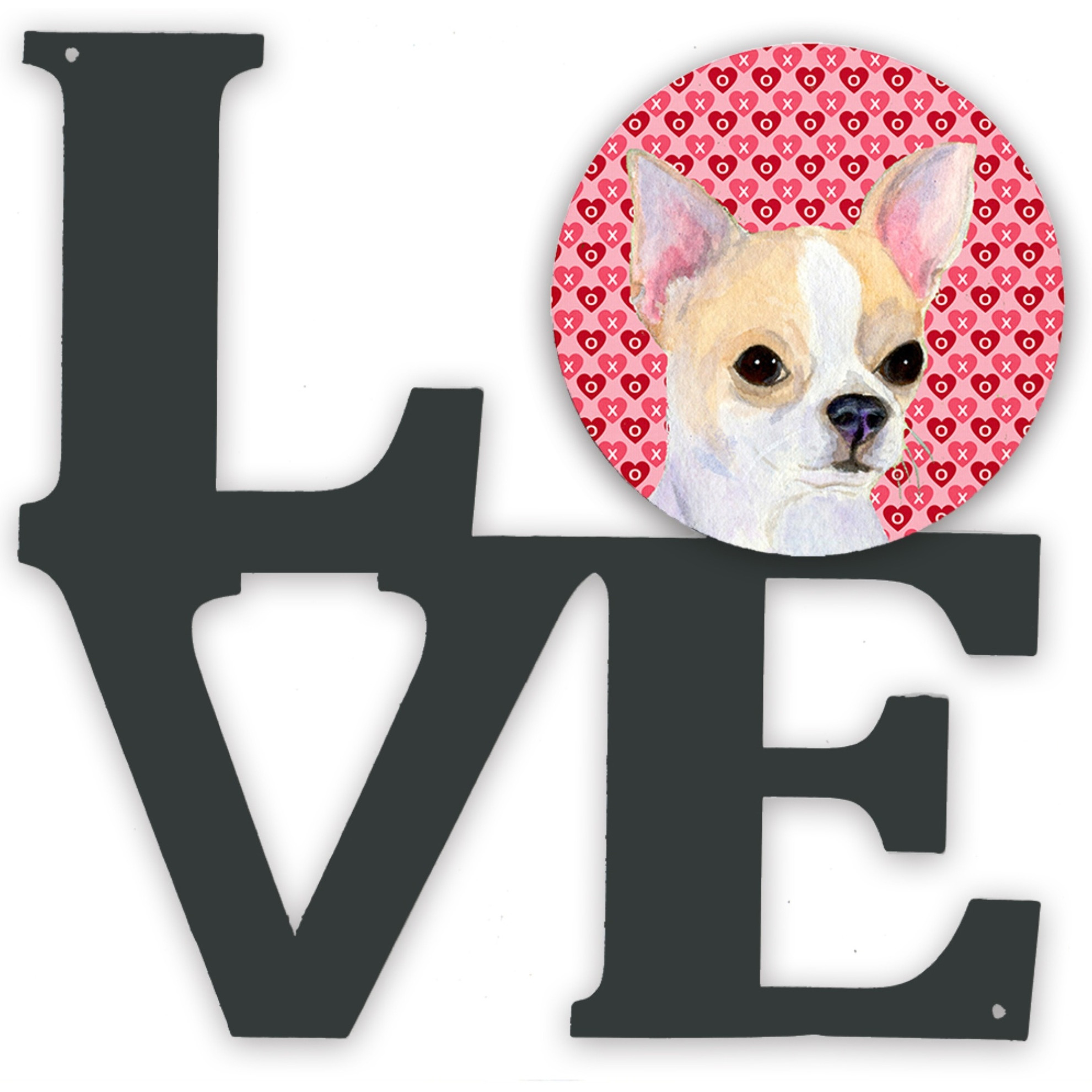 &quotCaroline's Treasures Chihuahua Hearts Valentine's Day Portrait Metal Artwork Love wall-decor, Multicolor"