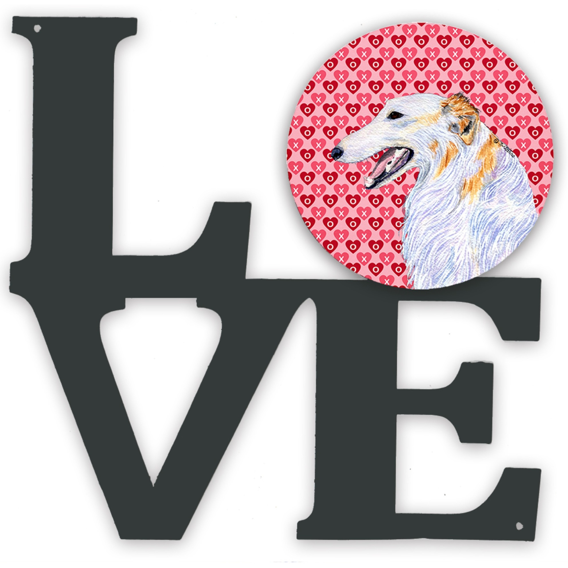 &quotCaroline's Treasures Borzoi Hearts Valentine's Day Portrait Metal Artwork Love wall-decor, Multicolor"