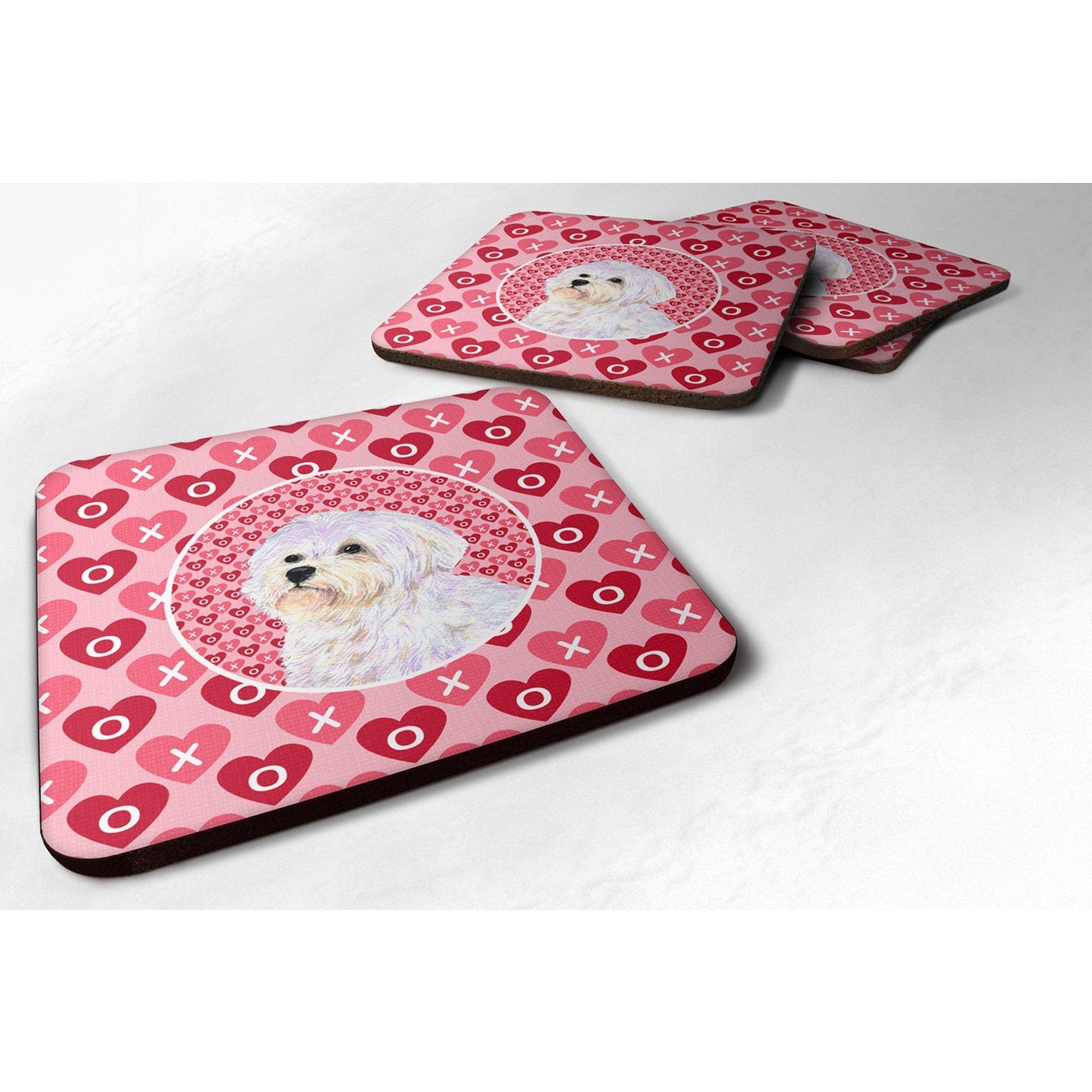 &quotCaroline's Treasures SS4481FC Maltese Foam Coasters (Set of 4), 3.5"" H x 3.5"" W, Multicolor"