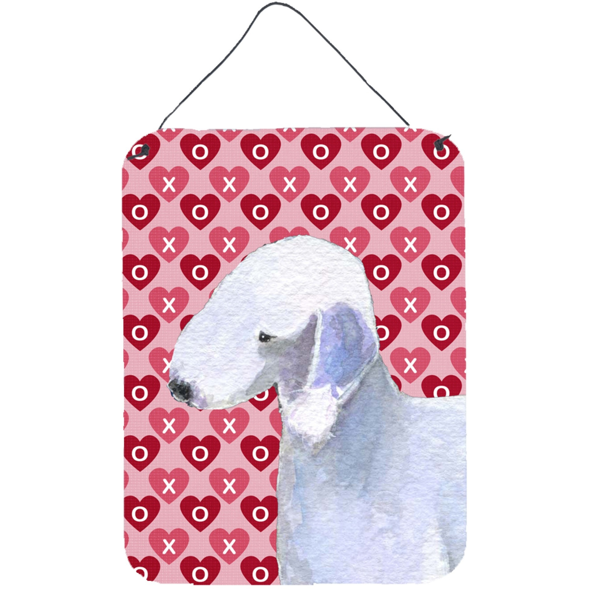 &quotCaroline's Treasures Bedlington Terrier Hearts Love and Valentine's Day Wall or Door Hanging Prints, 16"" x 12"", Multicolor"