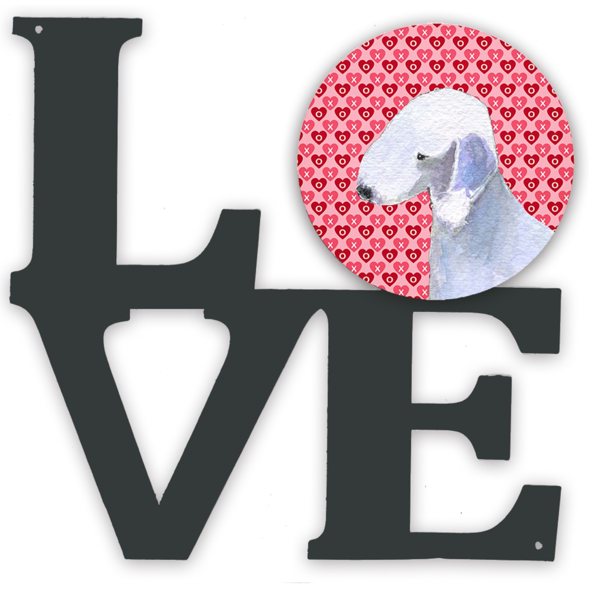 &quotCaroline's Treasures Bedlington Terrier Hearts Valentine's Day Portrait Metal Artwork Love wall-decor, Multicolor"
