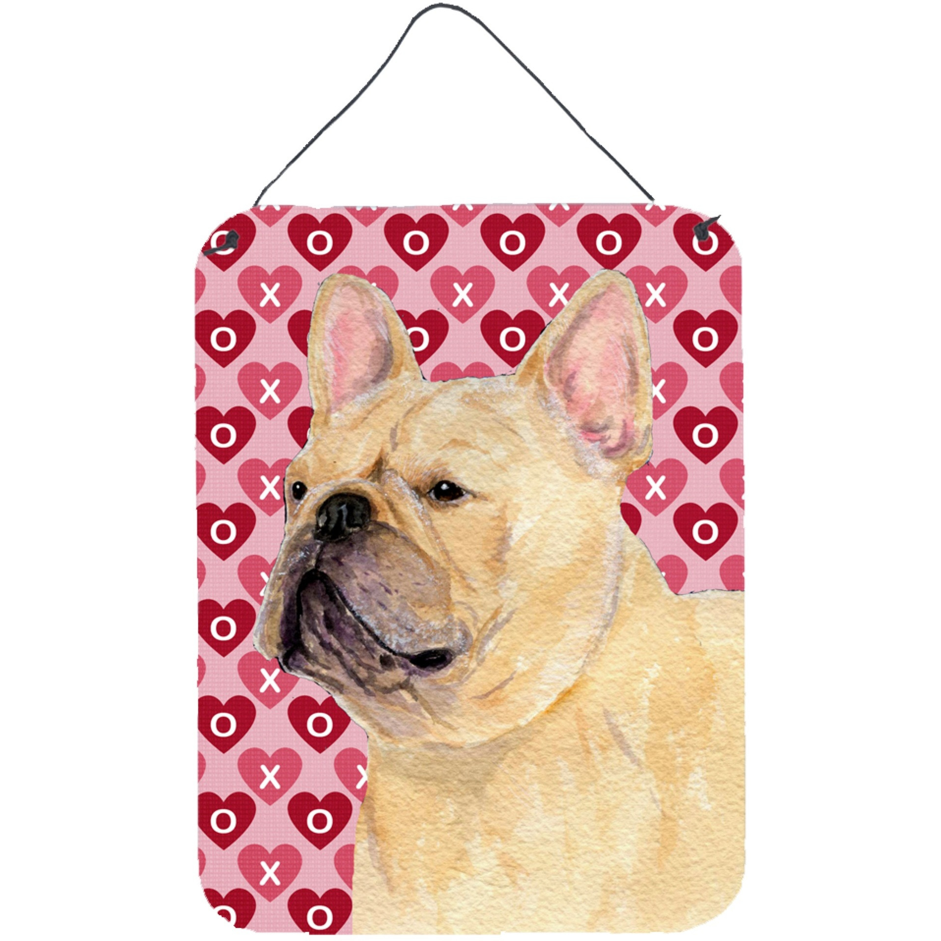 &quotCaroline's Treasures SS4485DS1216 French Bulldog Hearts Love and Valentine's Day Wall or Door Hanging Prints, 16"" x 12"", Multicolor"