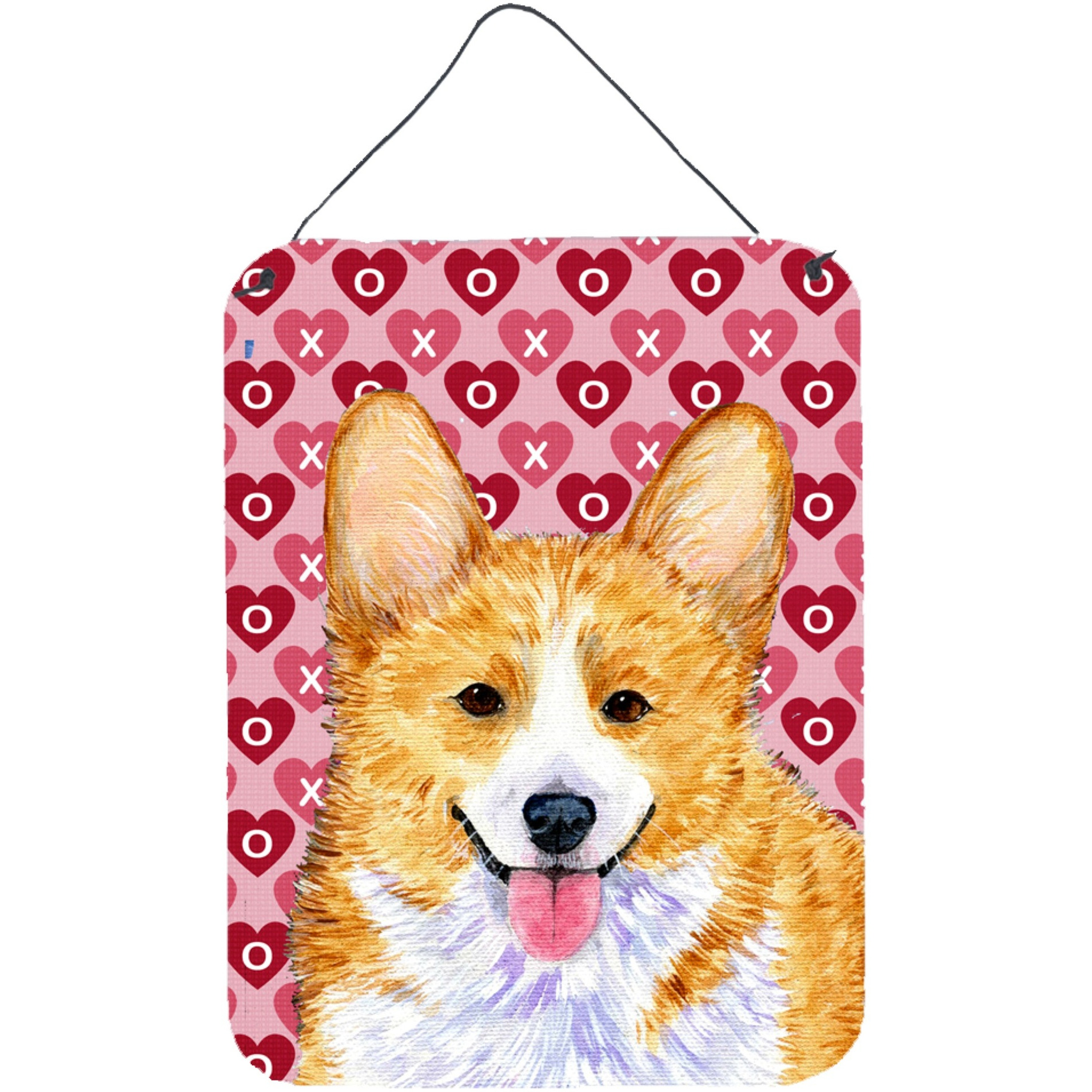 &quotCaroline's Treasures SS4486DS1216 Corgi Hearts Love Valentine's Day Wall or Door Hanging Print, 16"" x 12"", Multicolor"