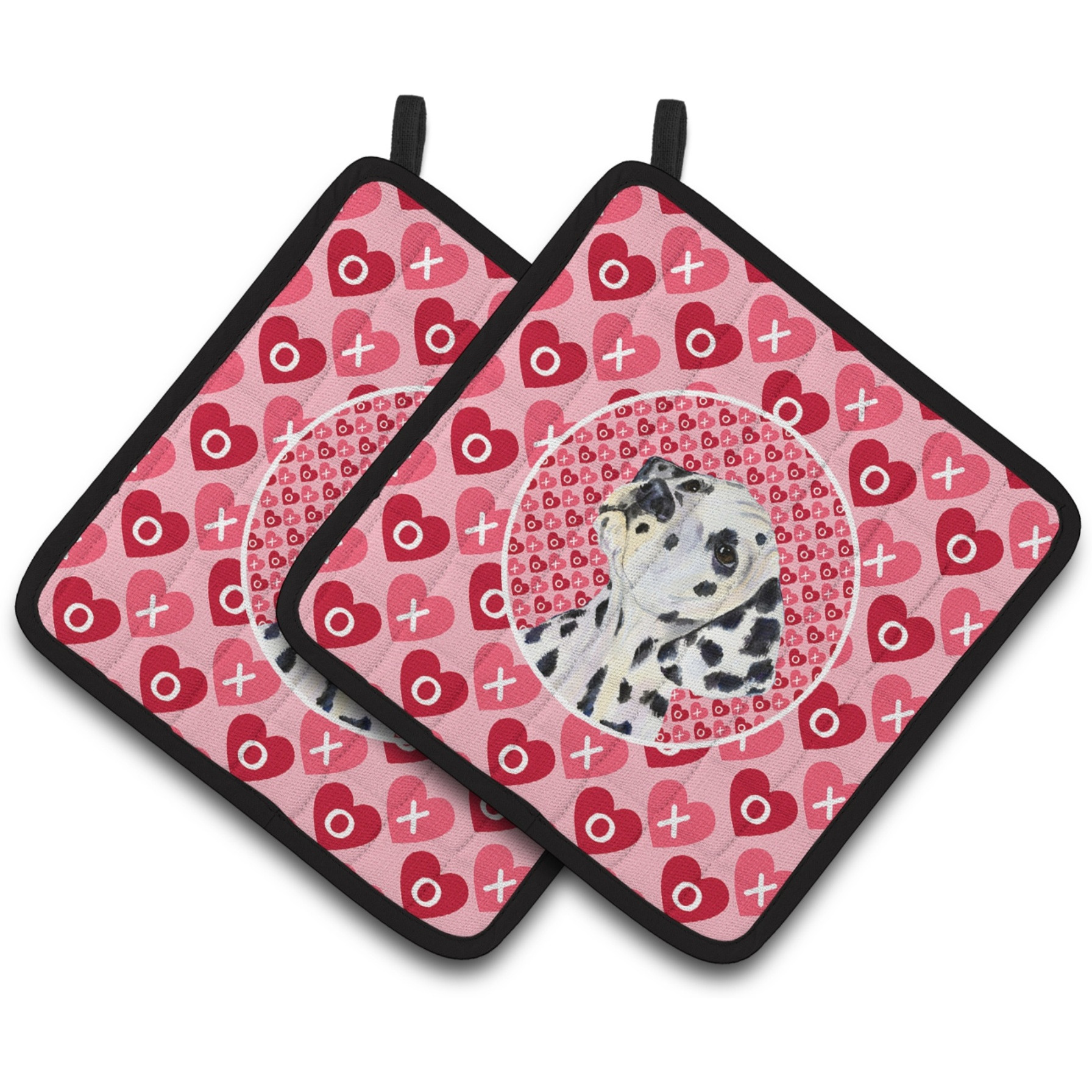&quotCaroline's Treasures Dalmatian Hearts Love & Valentine's Day Portrait Pair of Pot Holders SS4492PTHD, 7.5HX7.5W, Multicolor"