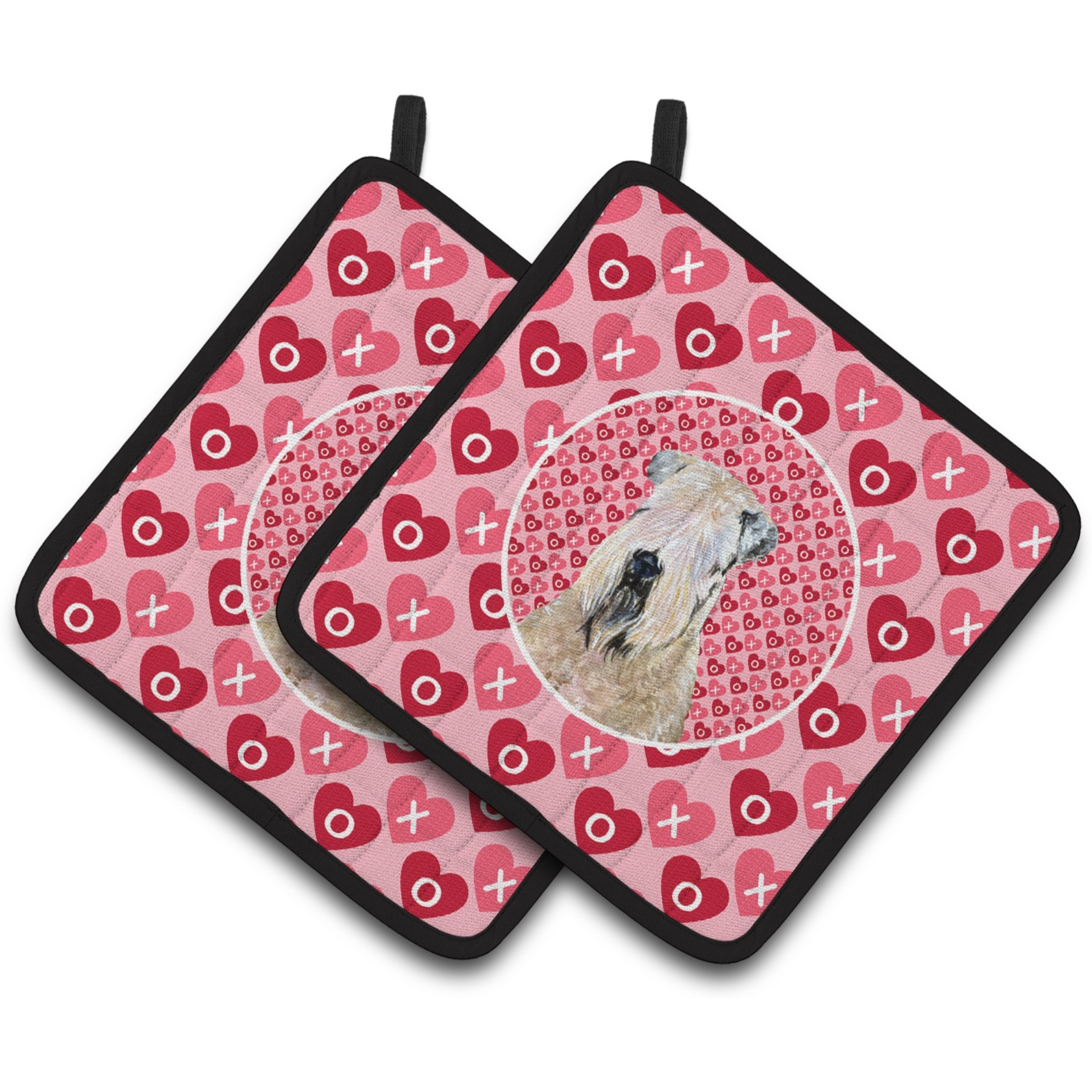 &quotCaroline's Treasures Wheaten Terrier Soft Coated Hearts Love Valentine's Pair of Pot Holders SS4493PTHD, 7.5HX7.5W, Multicolor"