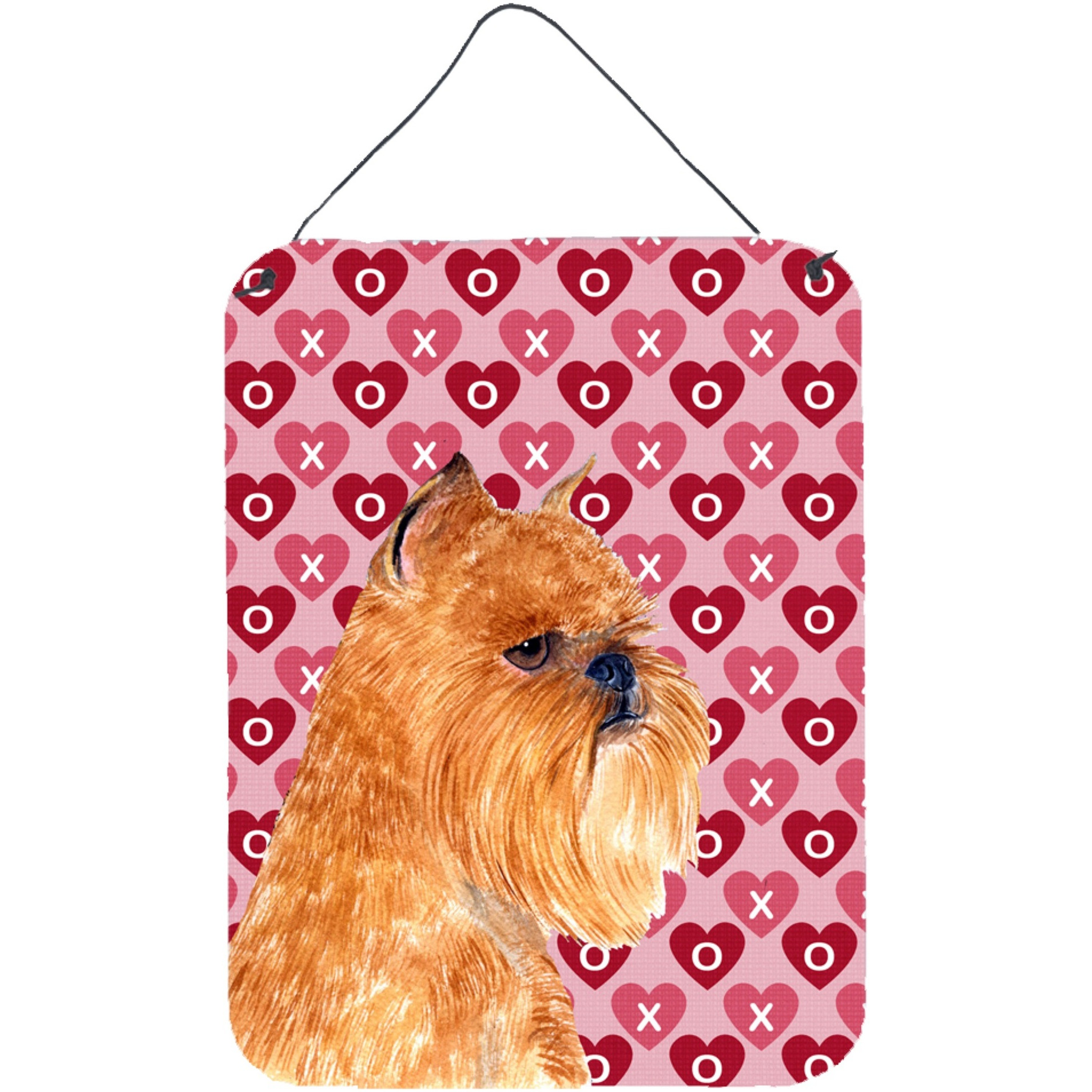 &quotCaroline's Treasures Brussels Griffon Hearts Love and Valentine's Day Door Hanging Prints wall-decor, 16"" x 12"", Multicolor"