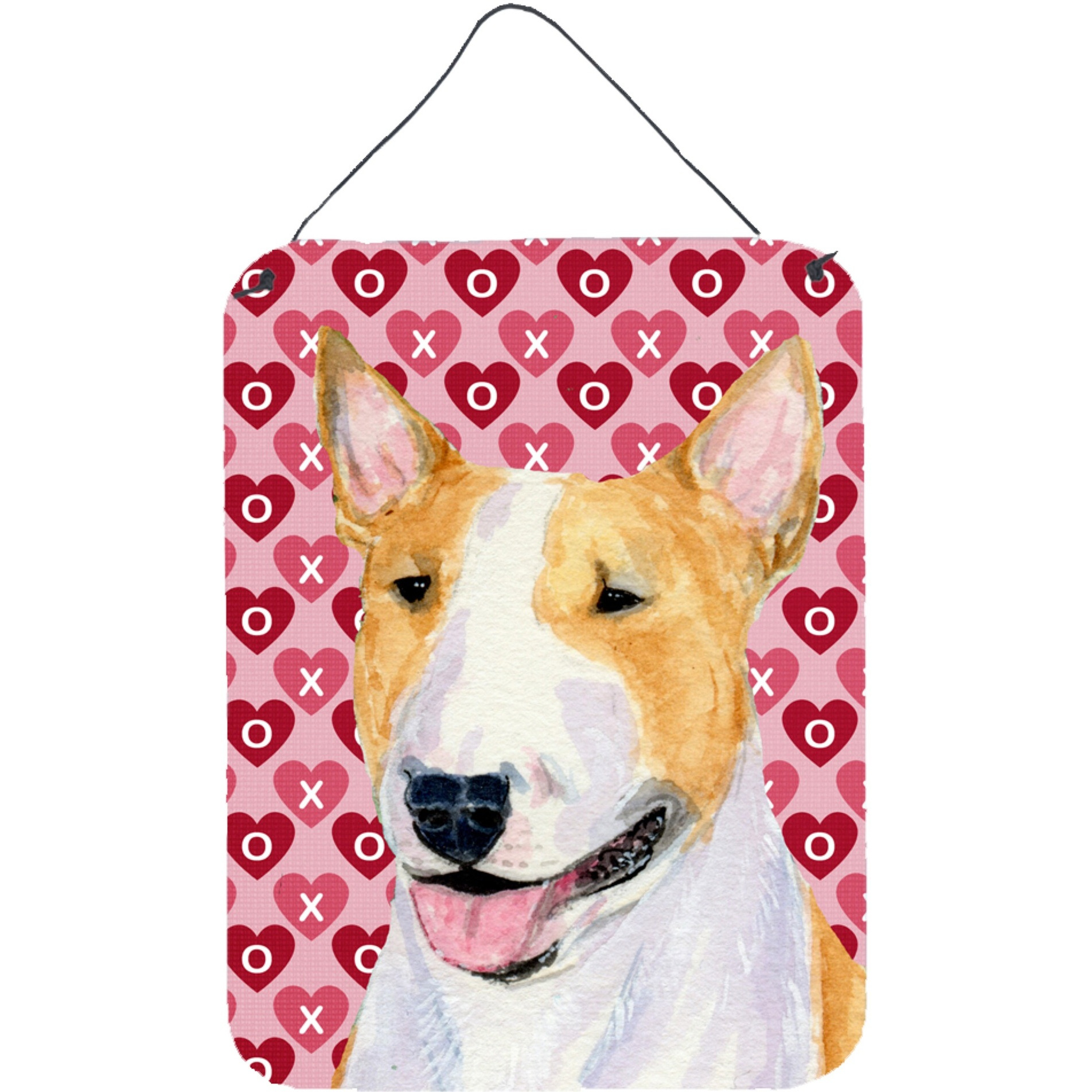 &quotCaroline's Treasures Bull Terrier Hearts Love and Valentine's Day Wall or Door Hanging Prints, 16"" x 12"", Multicolor"