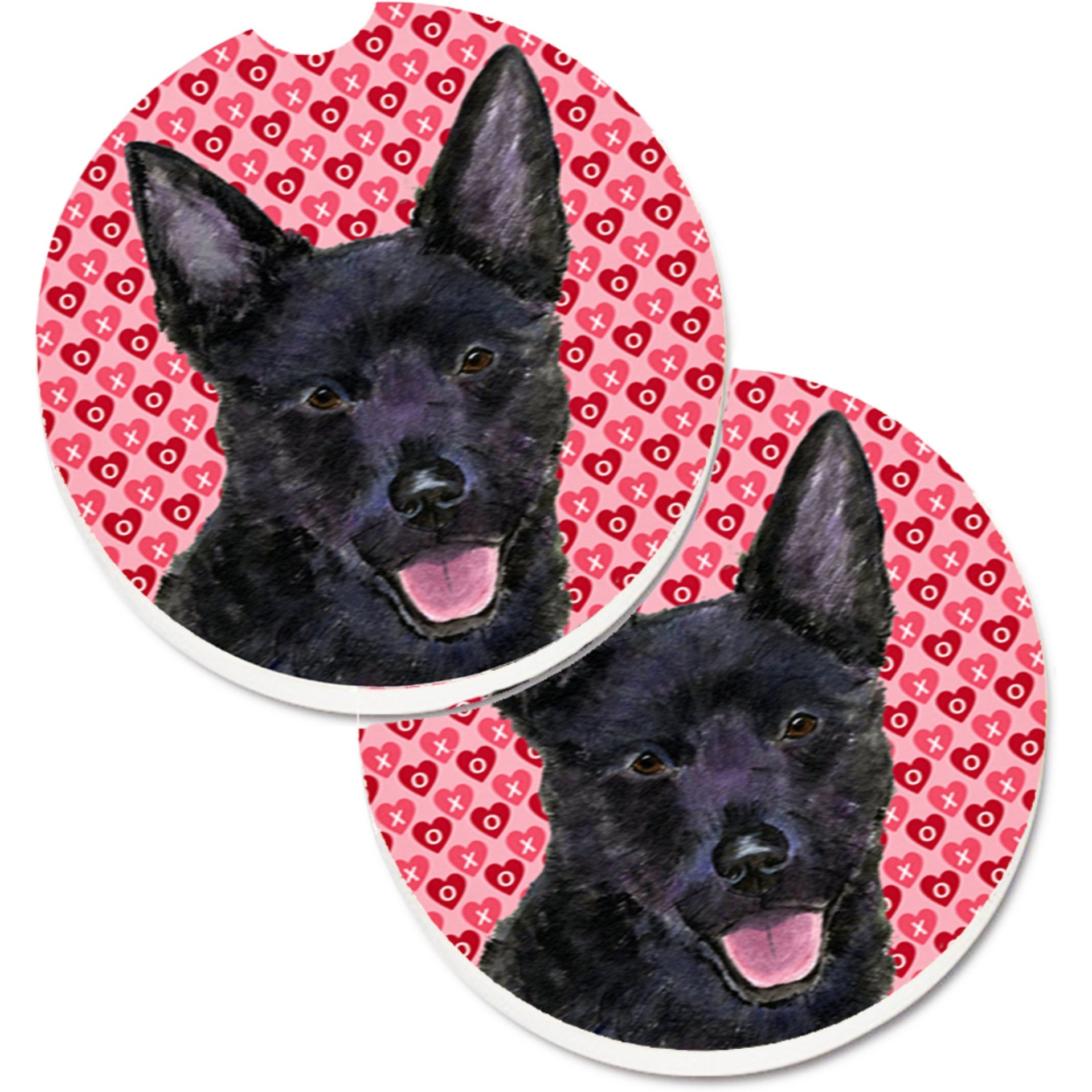 &quotCaroline's Treasures Australian Kelpie Hearts Love Valentine's Day Set of 2 Cup Holder Car Coasters SS4498CARC, 2.56, Multicolor"