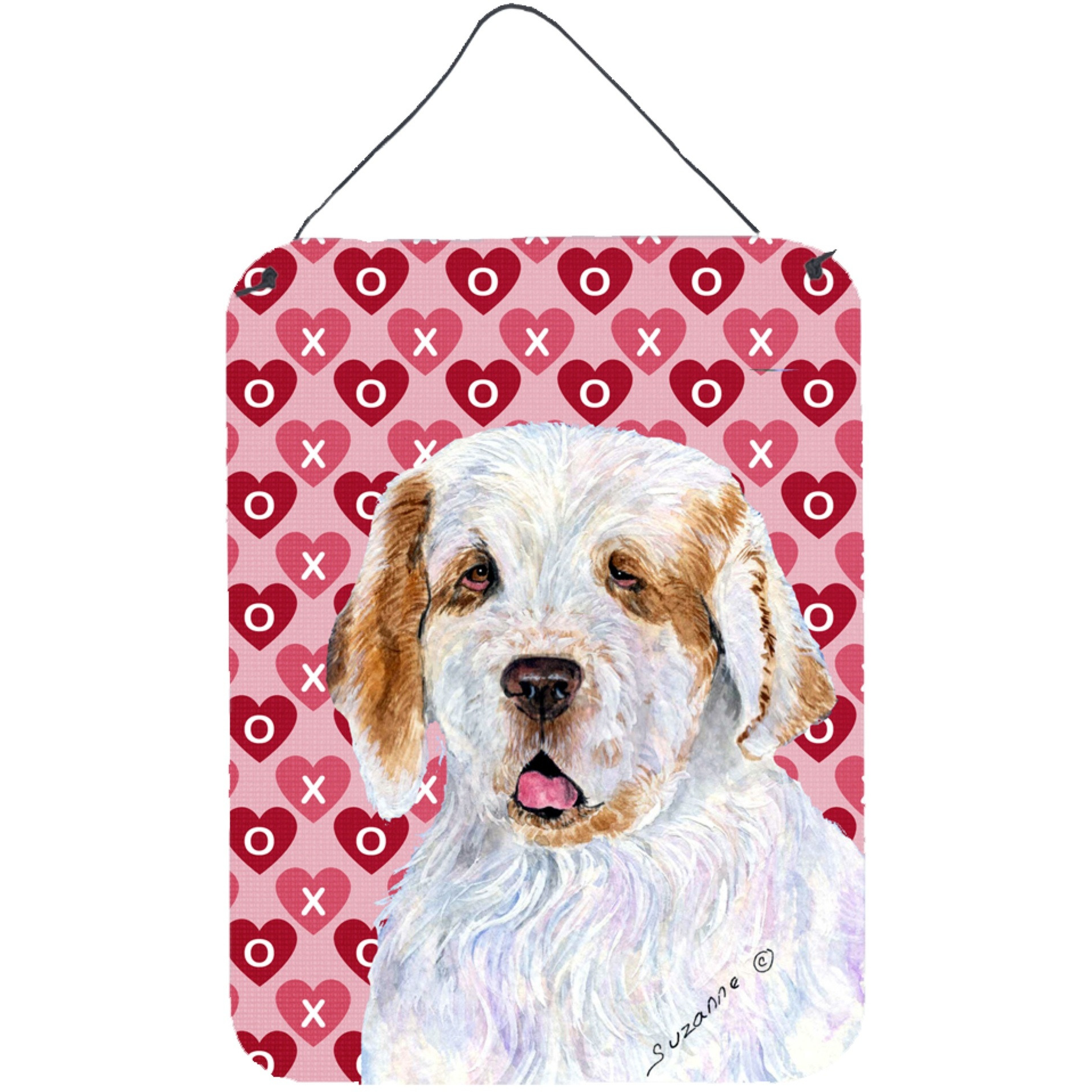 &quotCaroline's Treasures Clumber Spaniel Hearts Love and Valentine's Day Wall or Door Hanging Prints, 16"" x 12"", Multicolor"