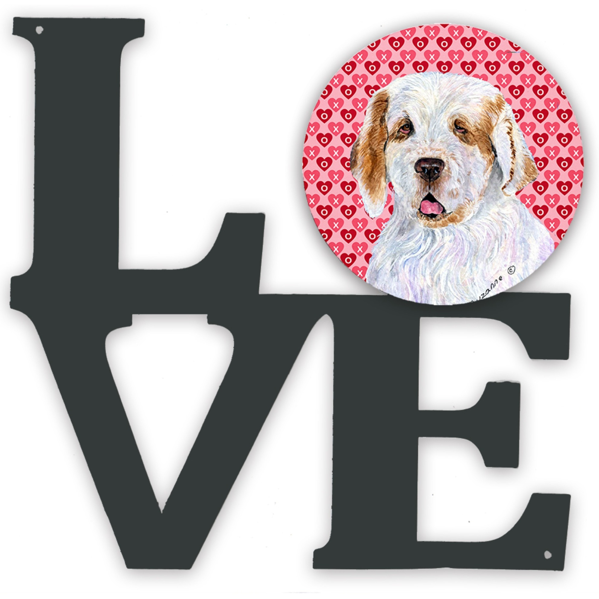 &quotCaroline's Treasures Clumber Spaniel Hearts Valentine's Day Portrait Metal Artwork Love wall-decor, Multicolor"