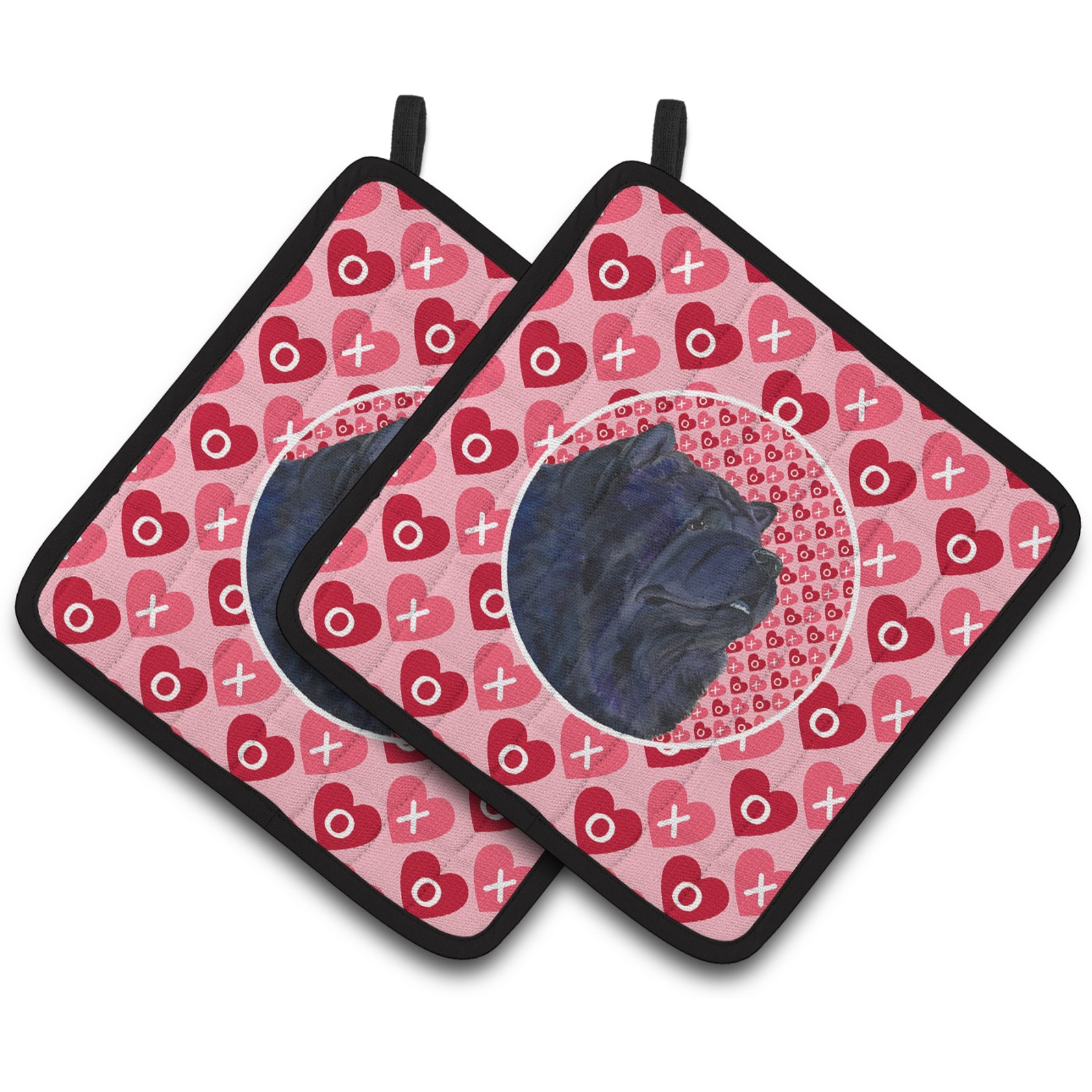 &quotCaroline's Treasures Chow Hearts Love & Valentine's Day Portrait Pair of Pot Holders SS4501PTHD, 7.5HX7.5W, Multicolor"