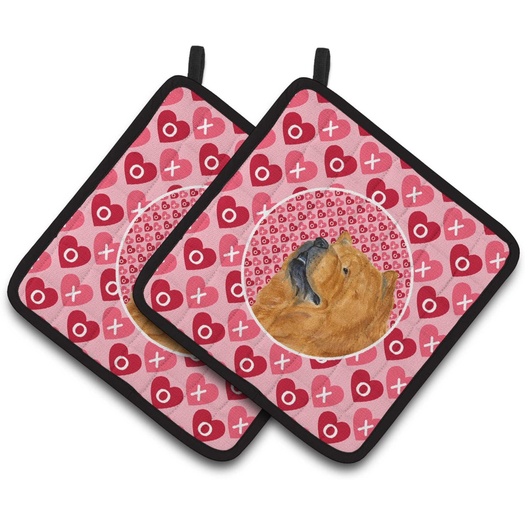 &quotCaroline's Treasures Chow Hearts Love & Valentine's Day Portrait Pair of Pot Holders SS4502PTHD, 7.5HX7.5W, Multicolor"