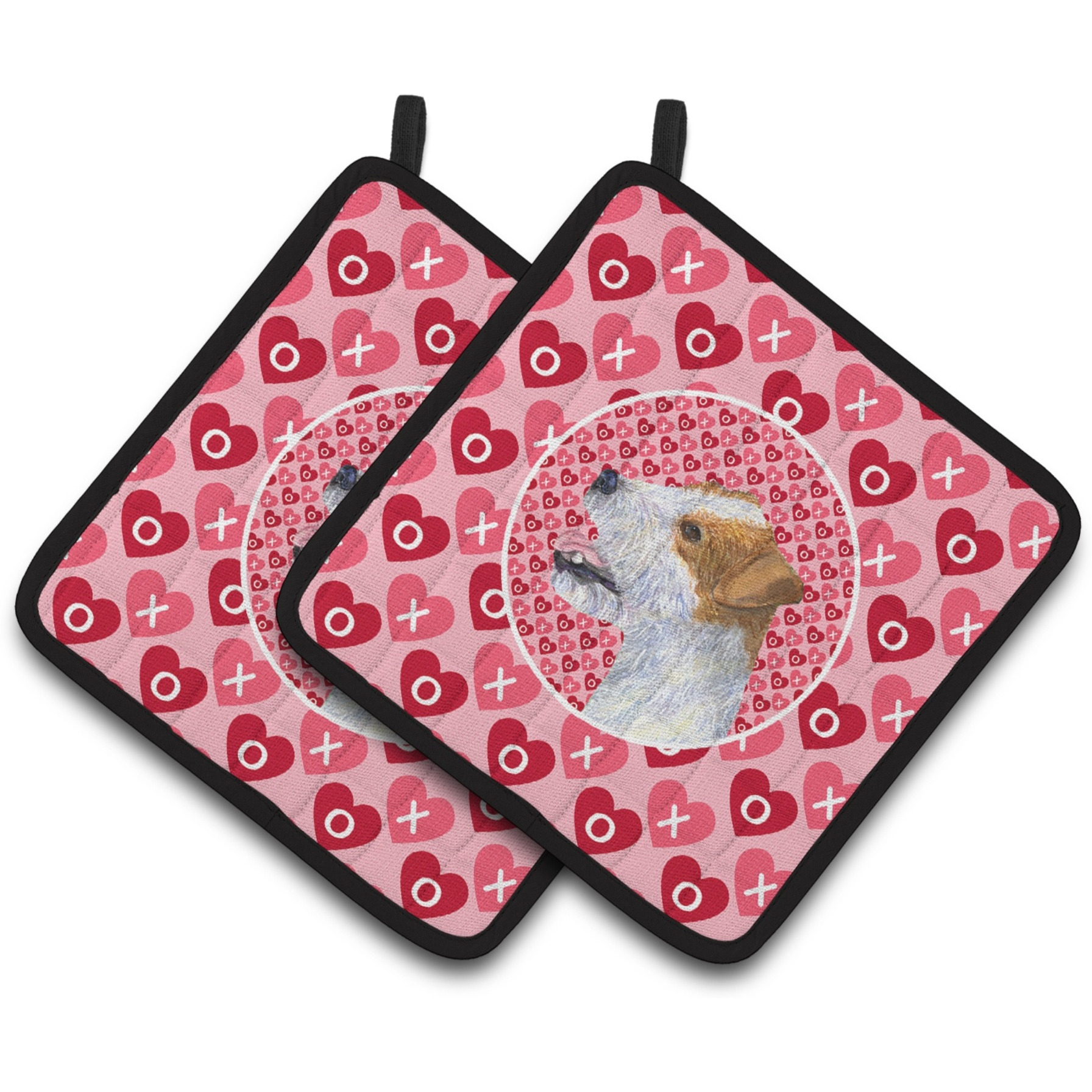 &quotCaroline's Treasures Jack Russell Terrier Hearts Love & Valentine's Day Portrait Pair of Pot Holders SS4504PTHD, 7.5HX7.5W, Multicolor"