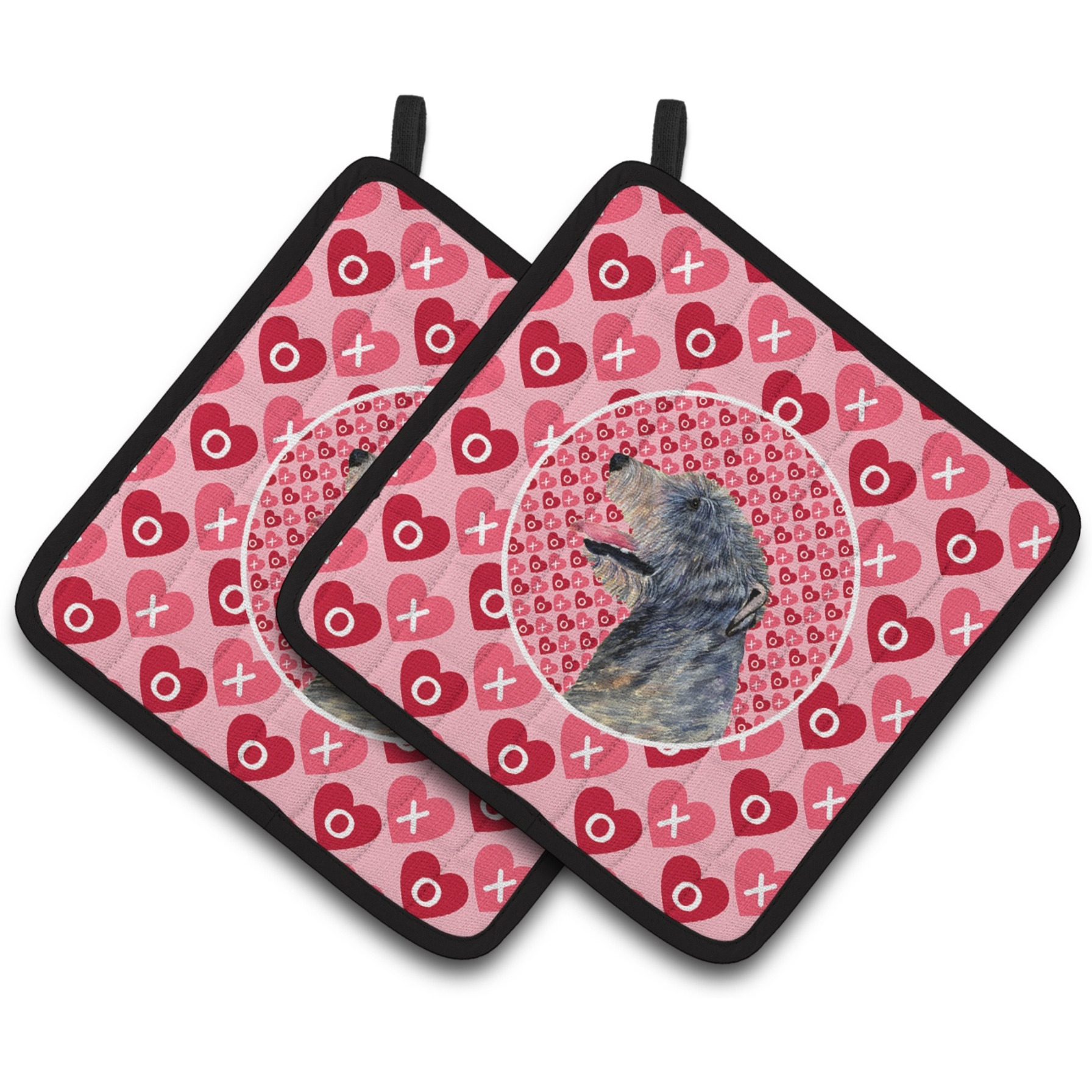 &quotCaroline's Treasures Irish Wolfhound Hearts Love & Valentine's Day Portrait Pair of Pot Holders SS4506PTHD, 7.5HX7.5W, Multicolor"