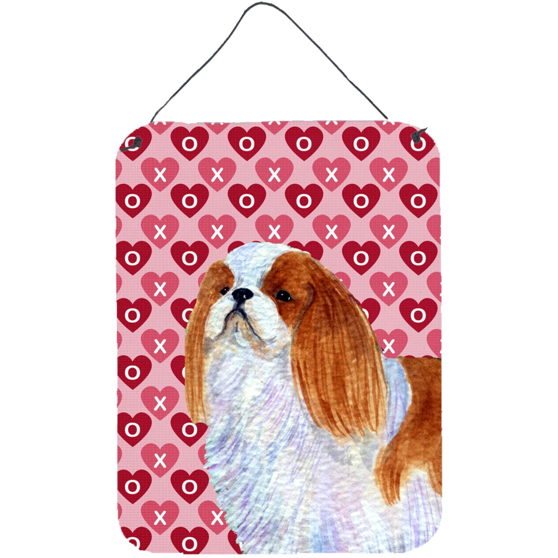 &quotCaroline's Treasures English Toy Spaniel Hearts Love and Valentine's Day Wall or Door Hanging Prints, 16"" x 12"", Multicolor"