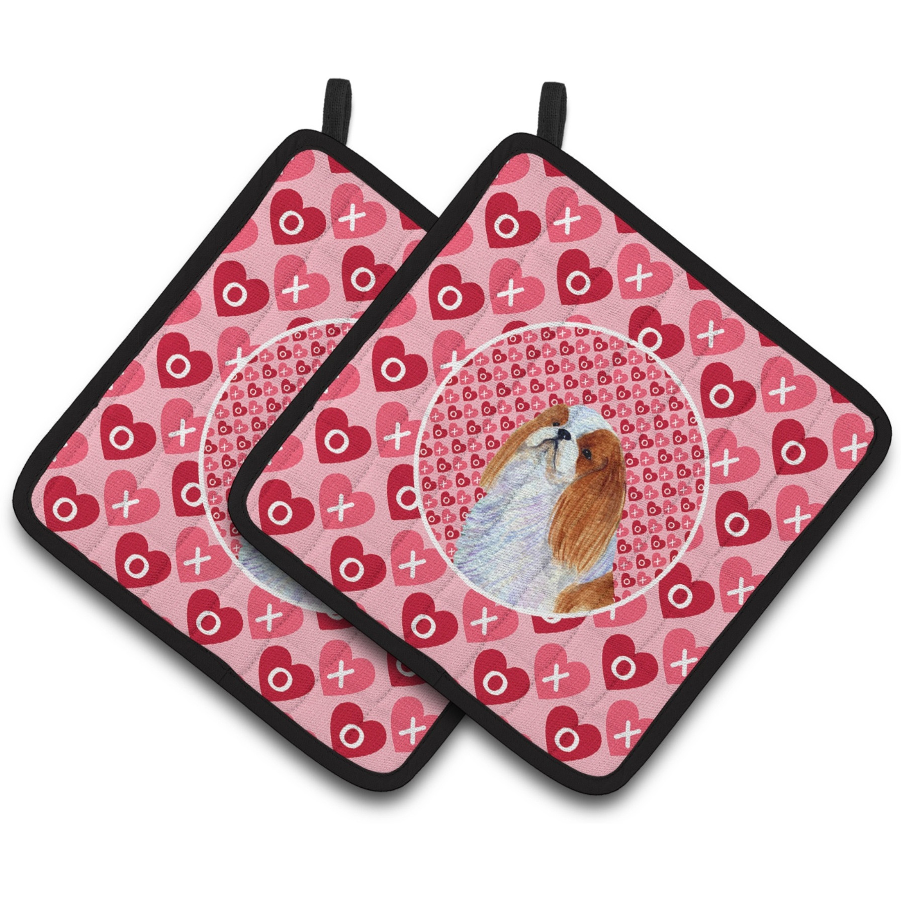 &quotCaroline's Treasures English Toy Spaniel Hearts Love & Valentine's Day Portrait Pair of Pot Holders SS4507PTHD, 7.5HX7.5W, Multicolor"