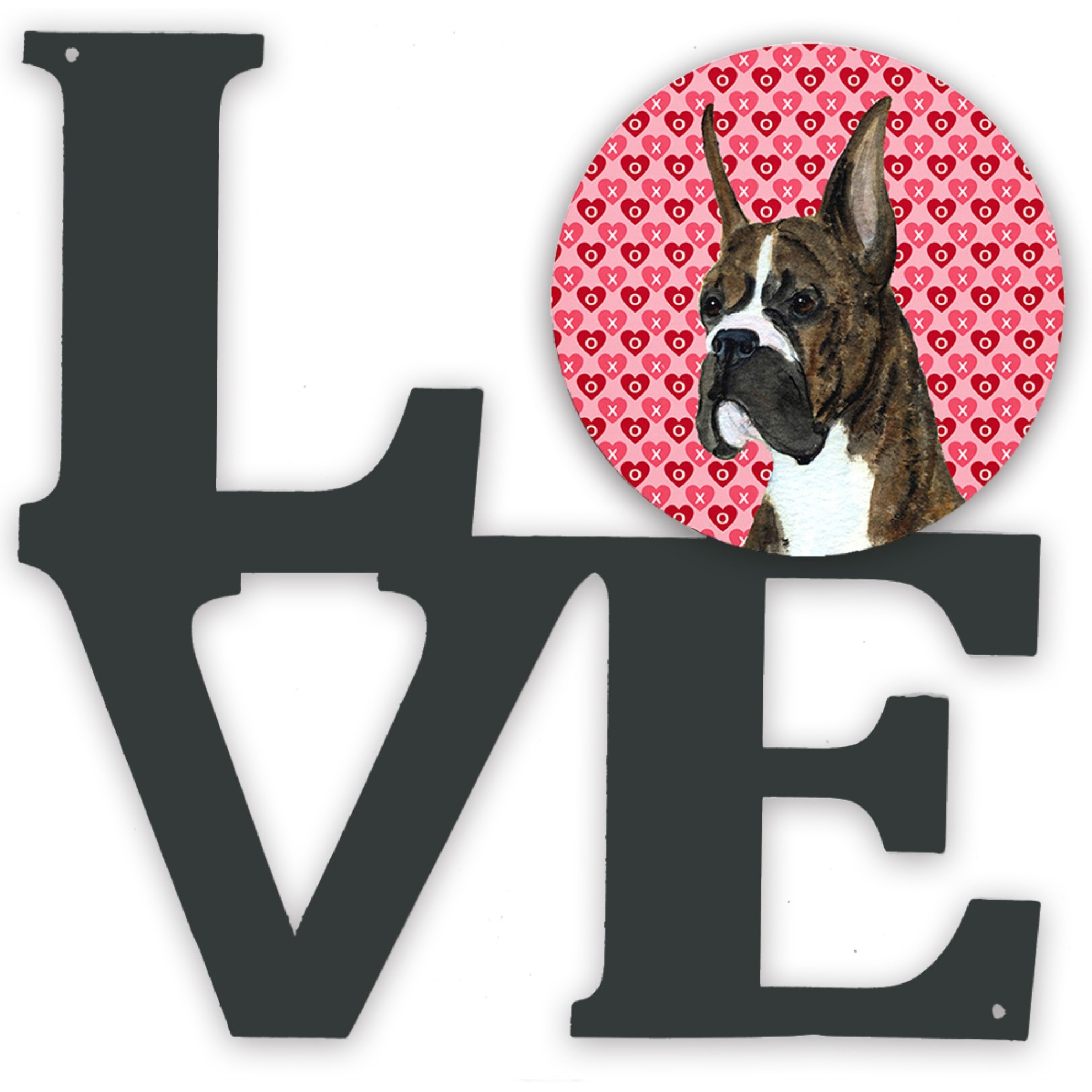 &quotCaroline's Treasures Boxer Hearts Valentine's Day Portrait Metal Artwork Love wall-decor, Multicolor"