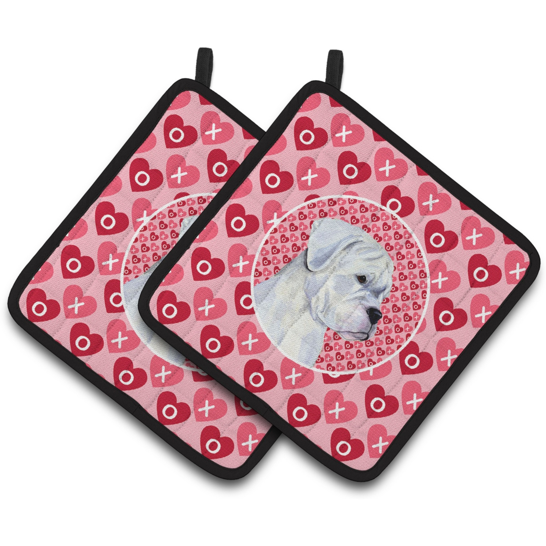 &quotCaroline's Treasures Boxer Hearts Love & Valentine's Day Portrait Pair of Pot Holders SS4509PTHD, 7.5HX7.5W, Multicolor"