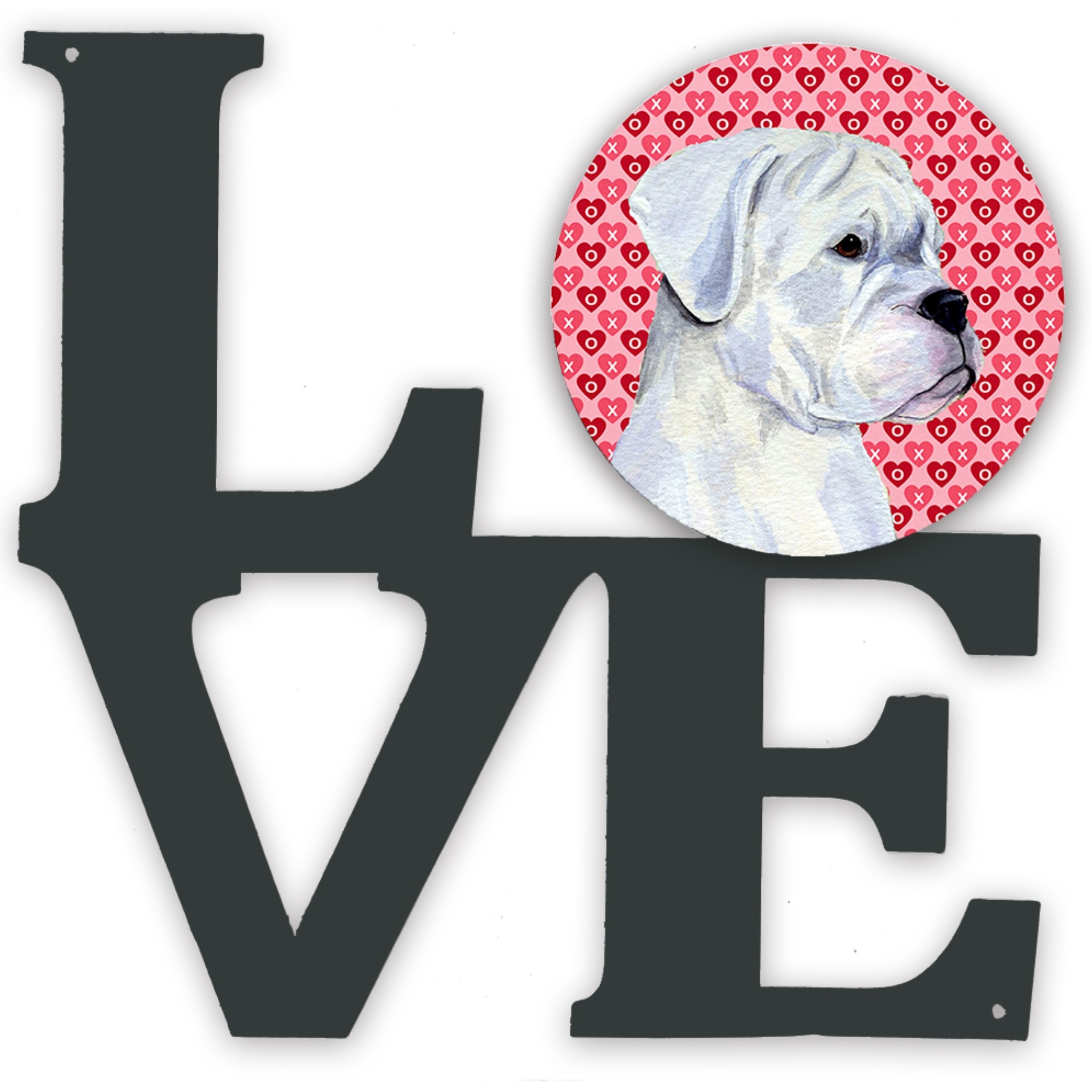 &quotCaroline's Treasures Boxer Hearts Valentine's Day Portrait Metal Artwork Love wall-decor, Multicolor"
