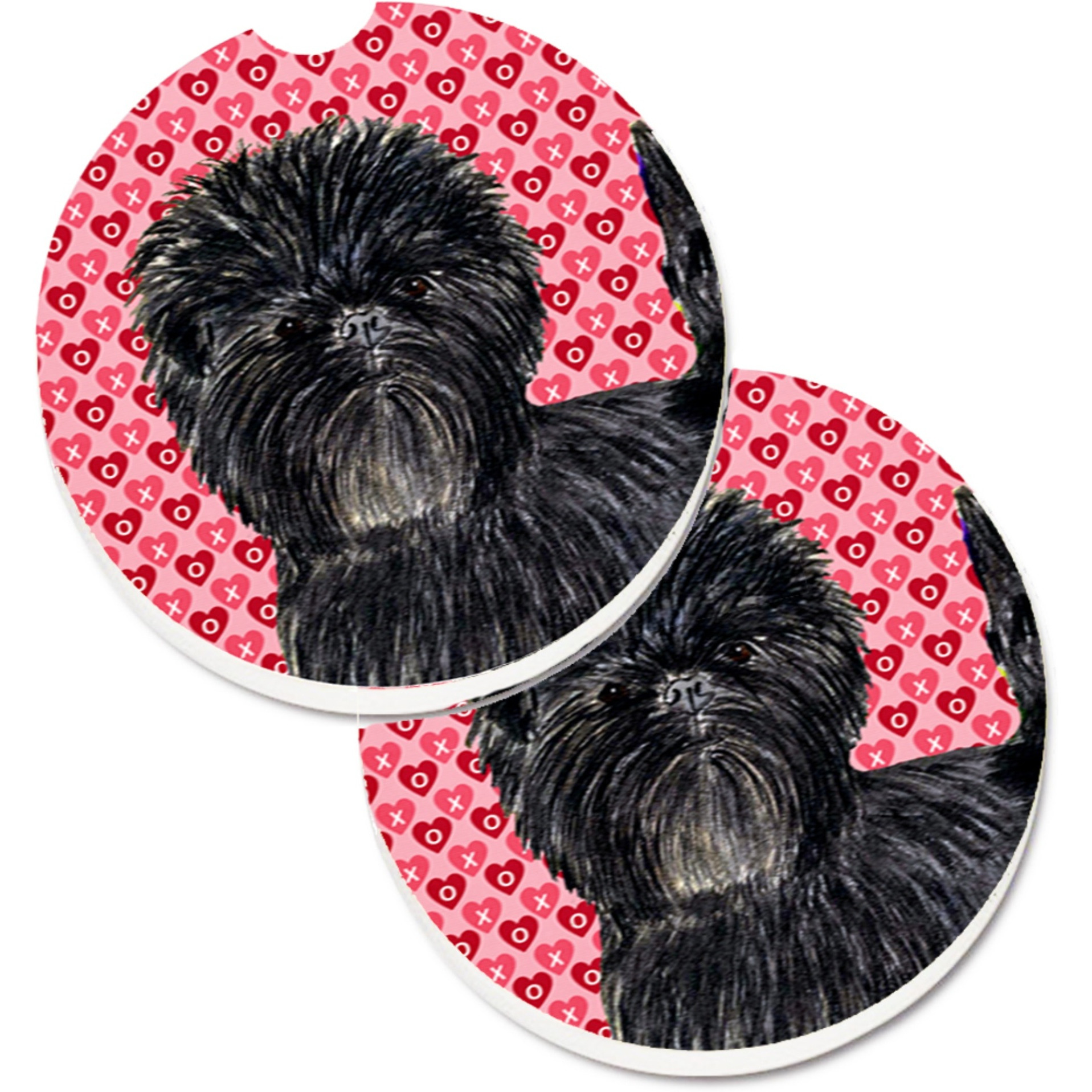 &quotCaroline's Treasures Affenpinscher Hearts Love & Valentine's Day Portrait Set of 2 Cup Holder Car Coasters SS4511CARC, 2.56, Multicolor"