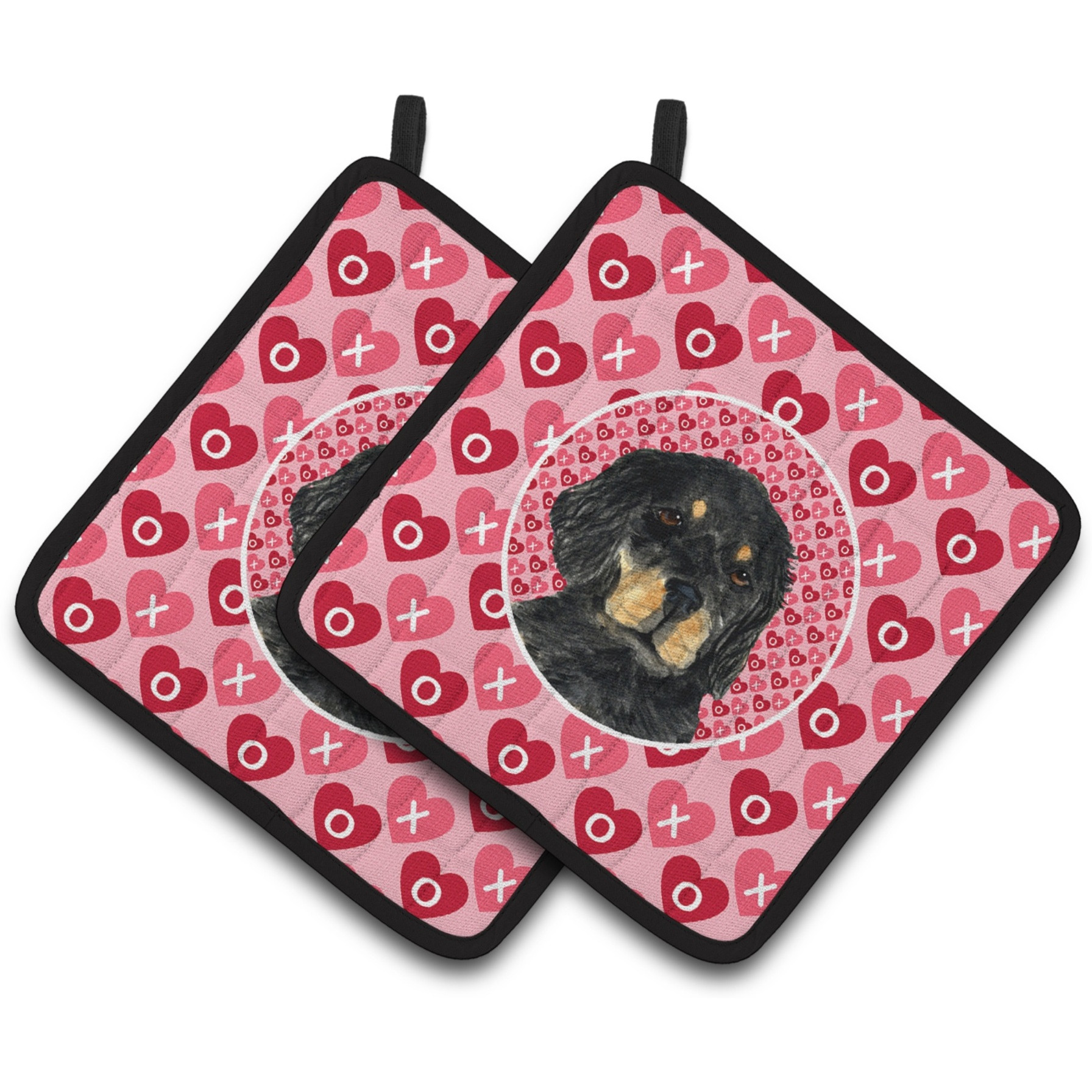 &quotCaroline's Treasures Gordon Setter Hearts Love & Valentine's Day Portrait Pair of Pot Holders SS4515PTHD, 7.5HX7.5W, Multicolor"